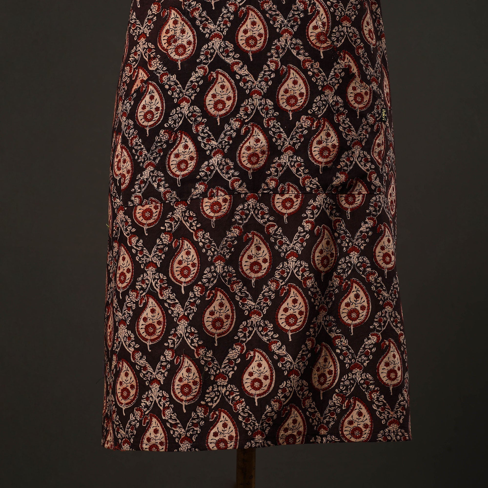 JALPARI Brown - Kalamkari Block Print Cotton Apron with Pocket 32 - view 3
