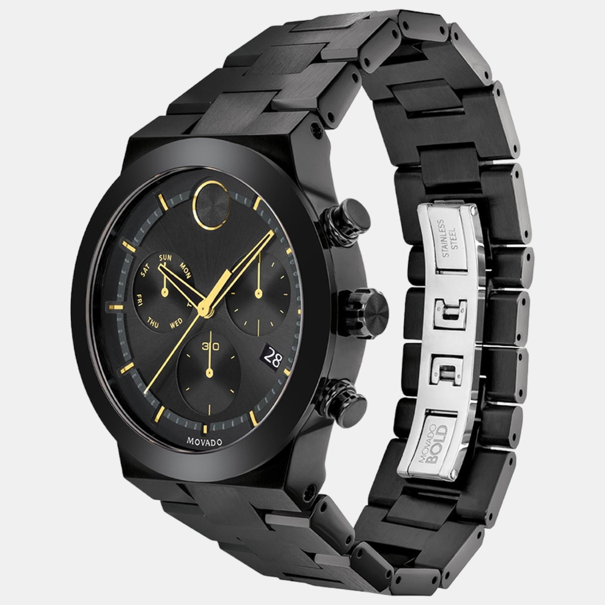 Movado Bold Men Quartz Black Dial Chronograph Stainless Steel Watch 3600730 - view 2