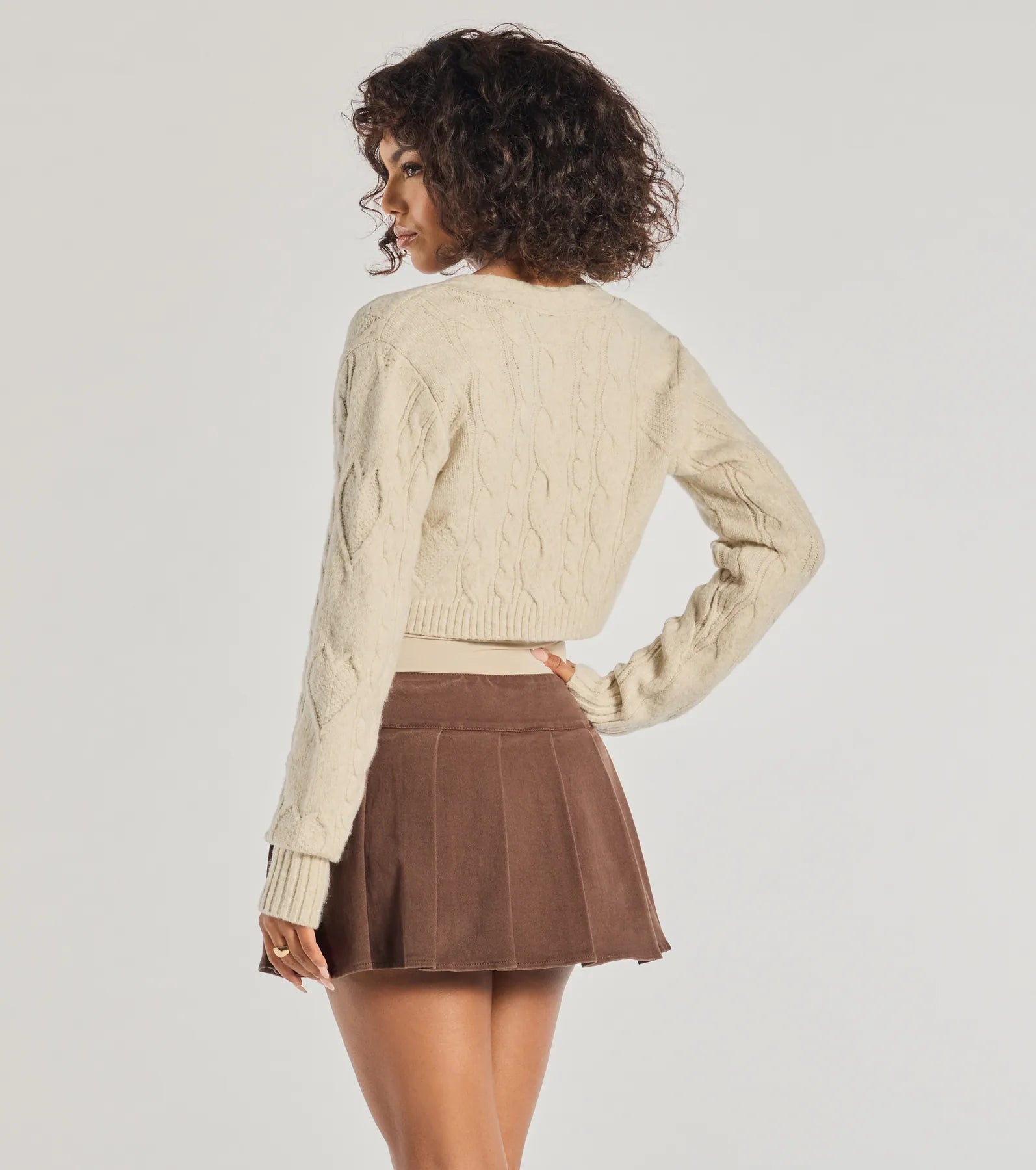 Windsor Cozy Glam Cable Knit Long Sleeve Bolero - view 2