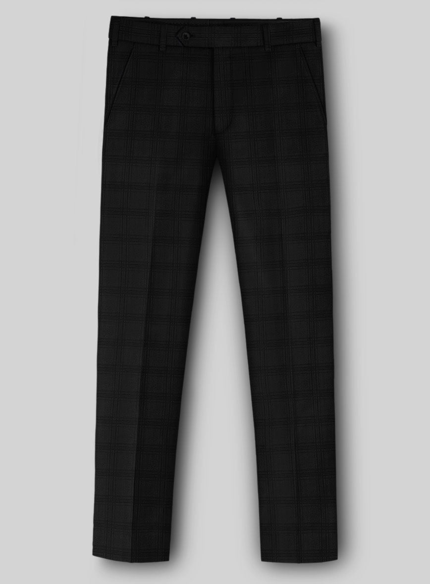 StudioSuits Napolean Brook Overcheck Black Wool Pants