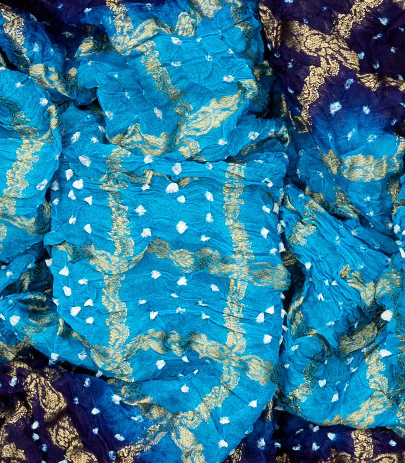 RmKV Turqoise Woven Blended Bandhej Saree With Checks-Turquoise - view 3