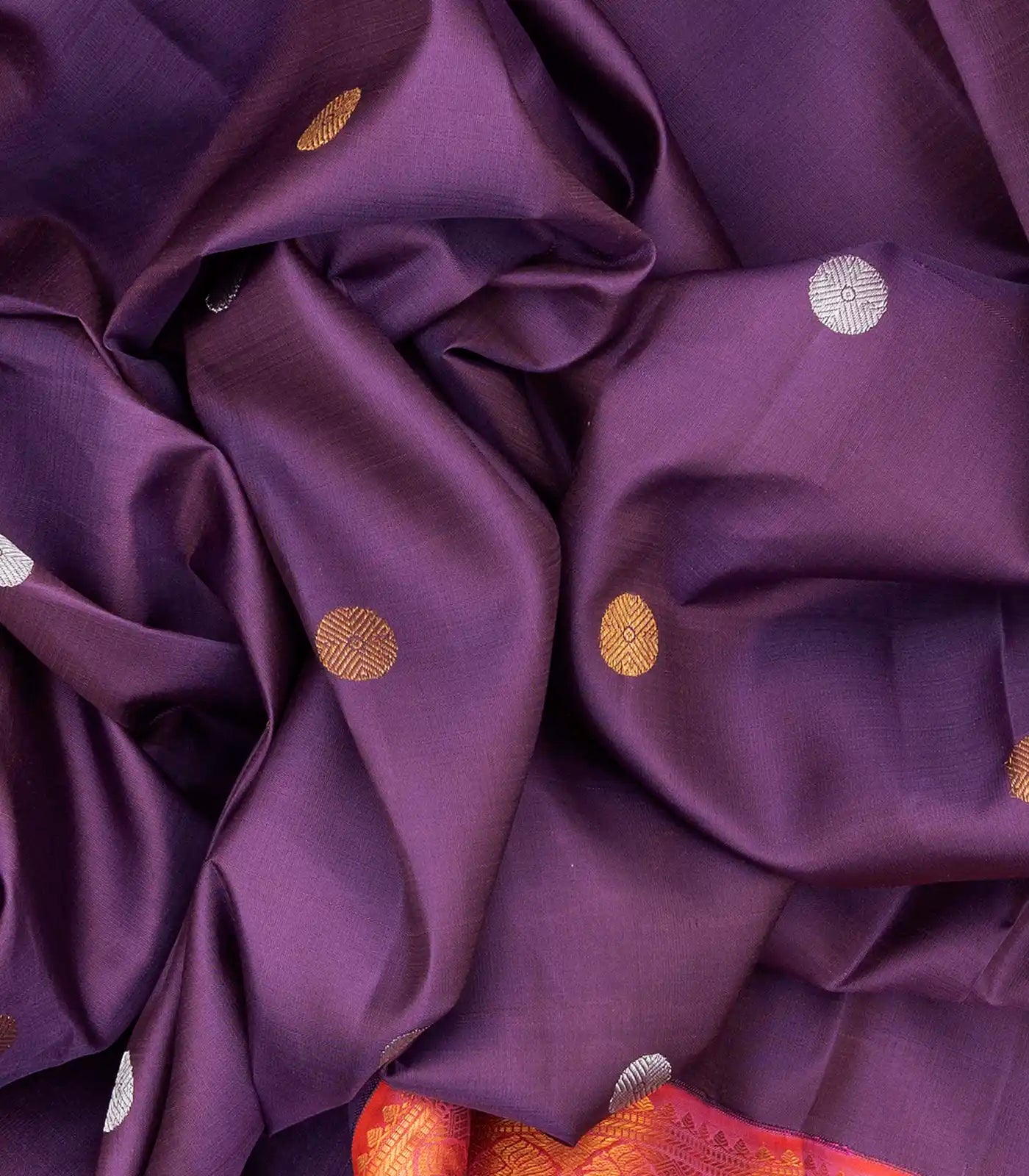 RmKV Lilac Handloom Kanchipuram Korvai Silk Saree With Buttas-Lilac - view 3