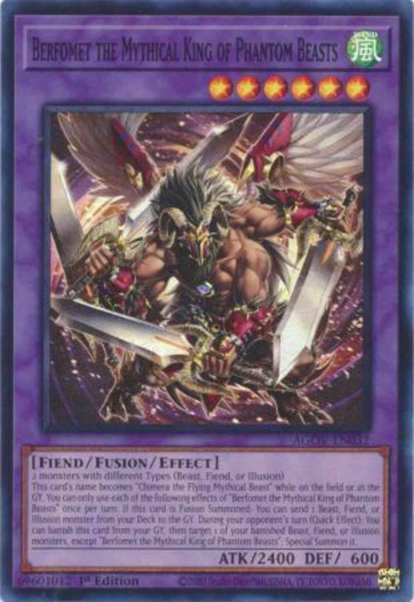 Yu-Gi-Oh! Berfomet the Mythical King of Phantom Beasts - AGOV-EN032 - Super Rare - 1st Edition