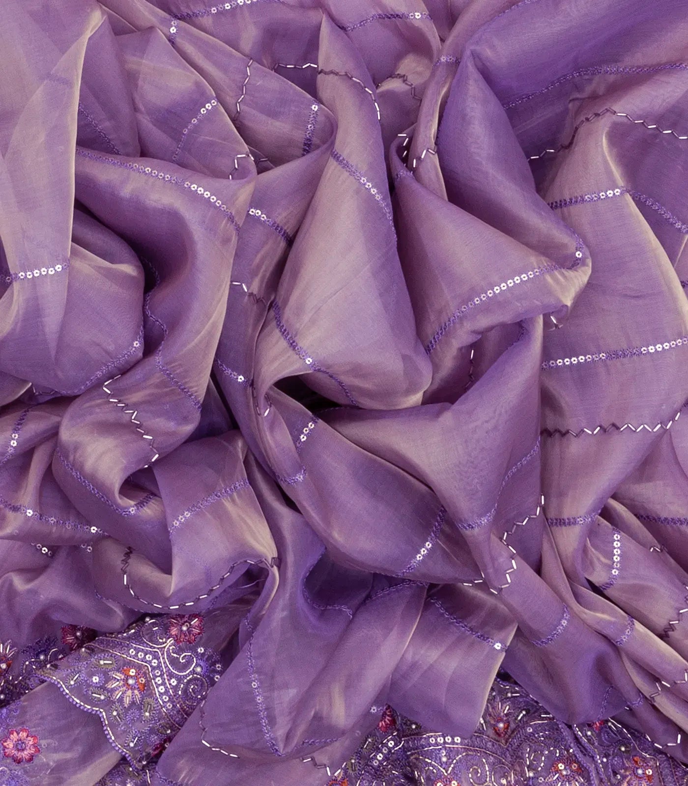 RmKV Lavender Woven Blended Viscose Saree With Embroidered Sequin Motifs - view 3