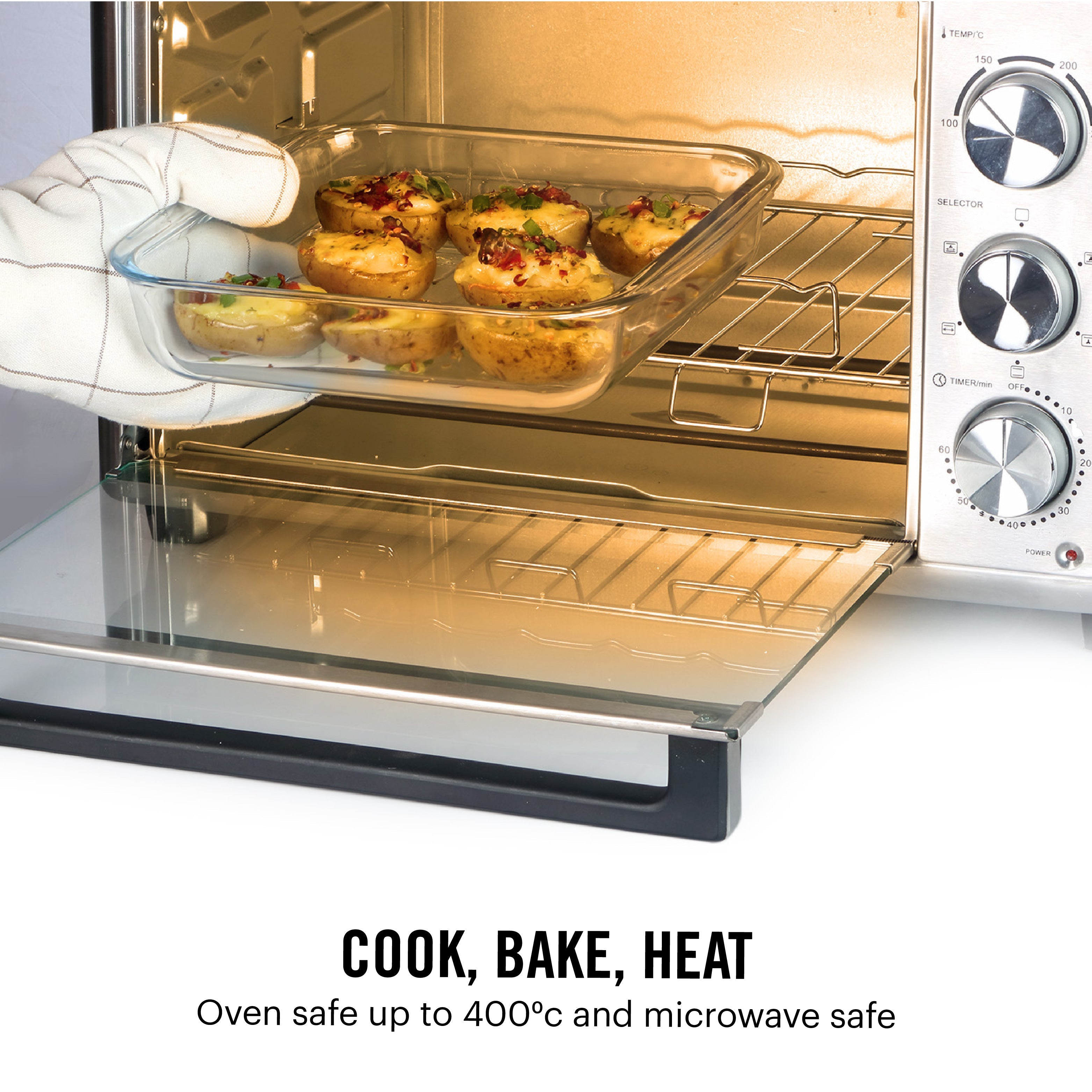 Cello Laura Square Glass Baking Dish, 1700ml – Clear - view 4