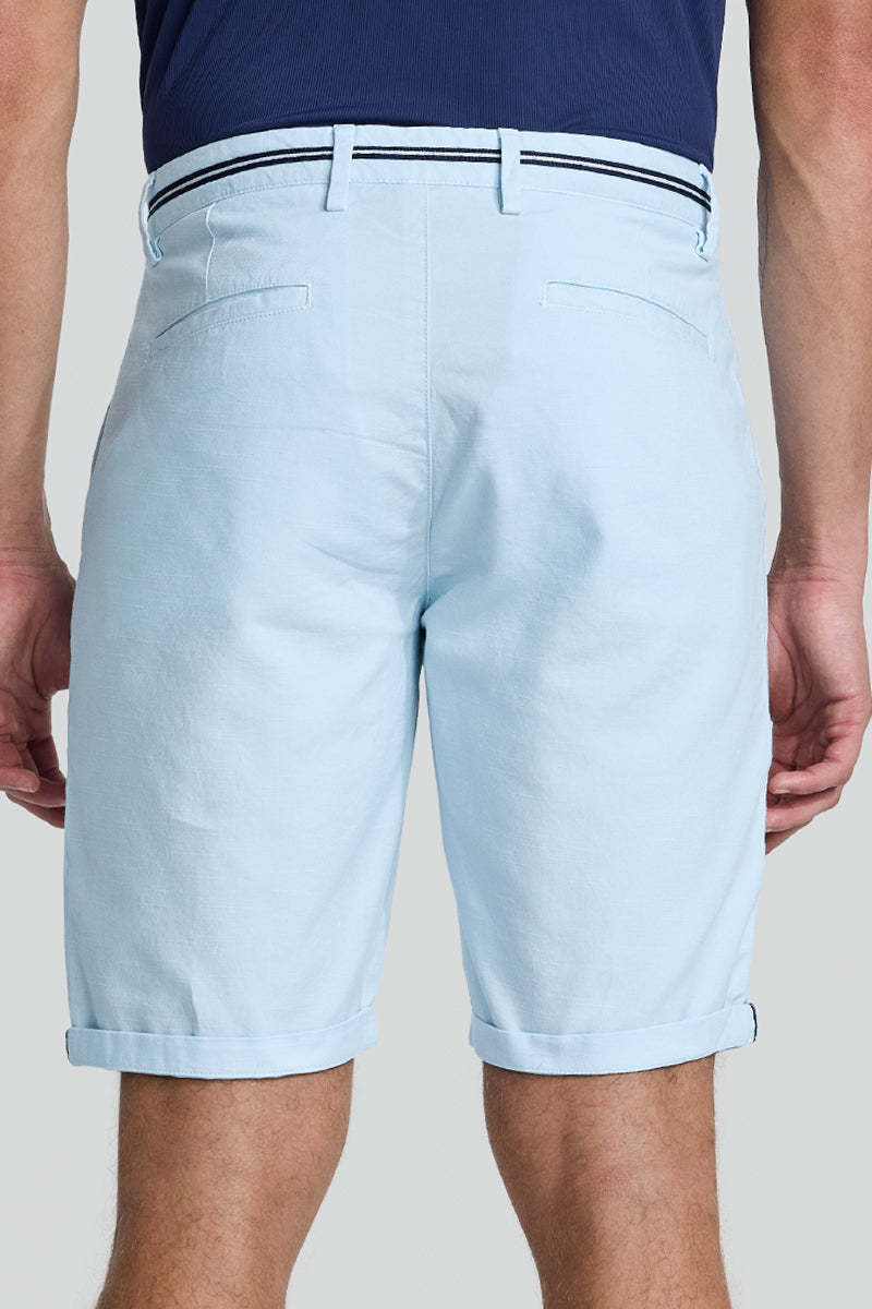 SNITCH Light Blue Plain Linen Regular Fit Shorts - view 8