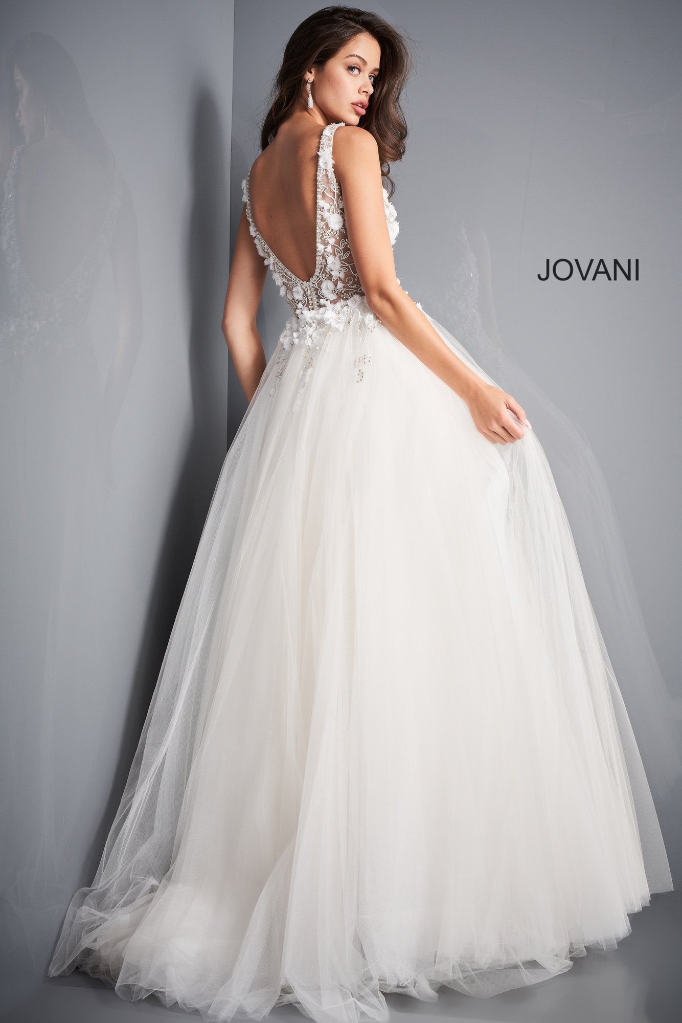Tulle Sleeveless A-line Gown by Jovani 3110 - view 6