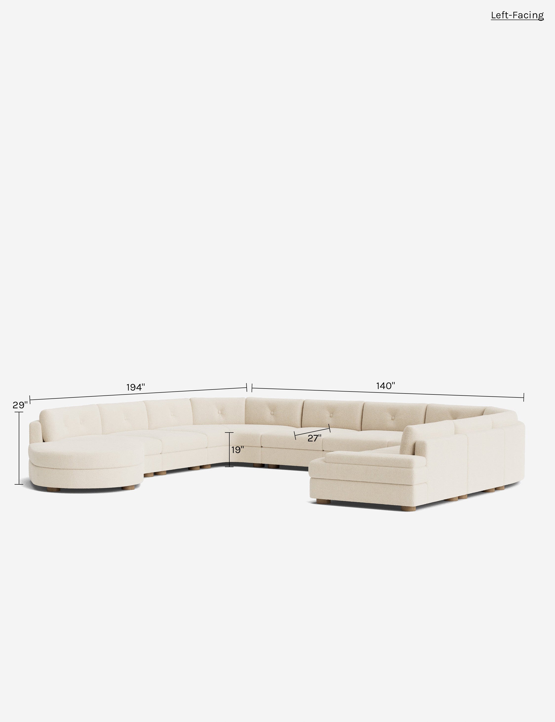 Lulu and Georgia Hill Modular U-Shaped Sectional Sofa - view 97
