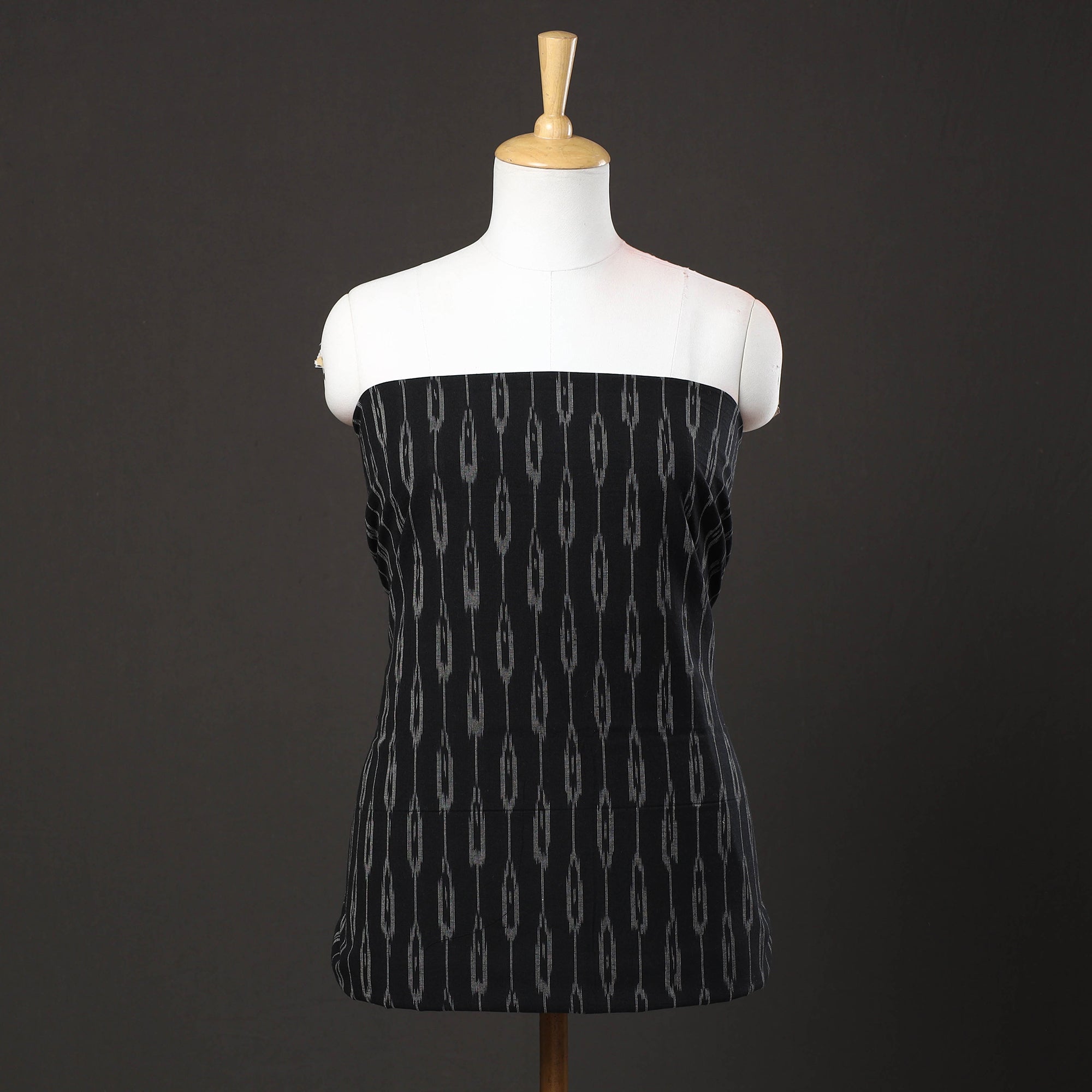 SOUTH KARGHA Black - 2pc Pochampally Ikat Weave Handloom Cotton Suit Material Set