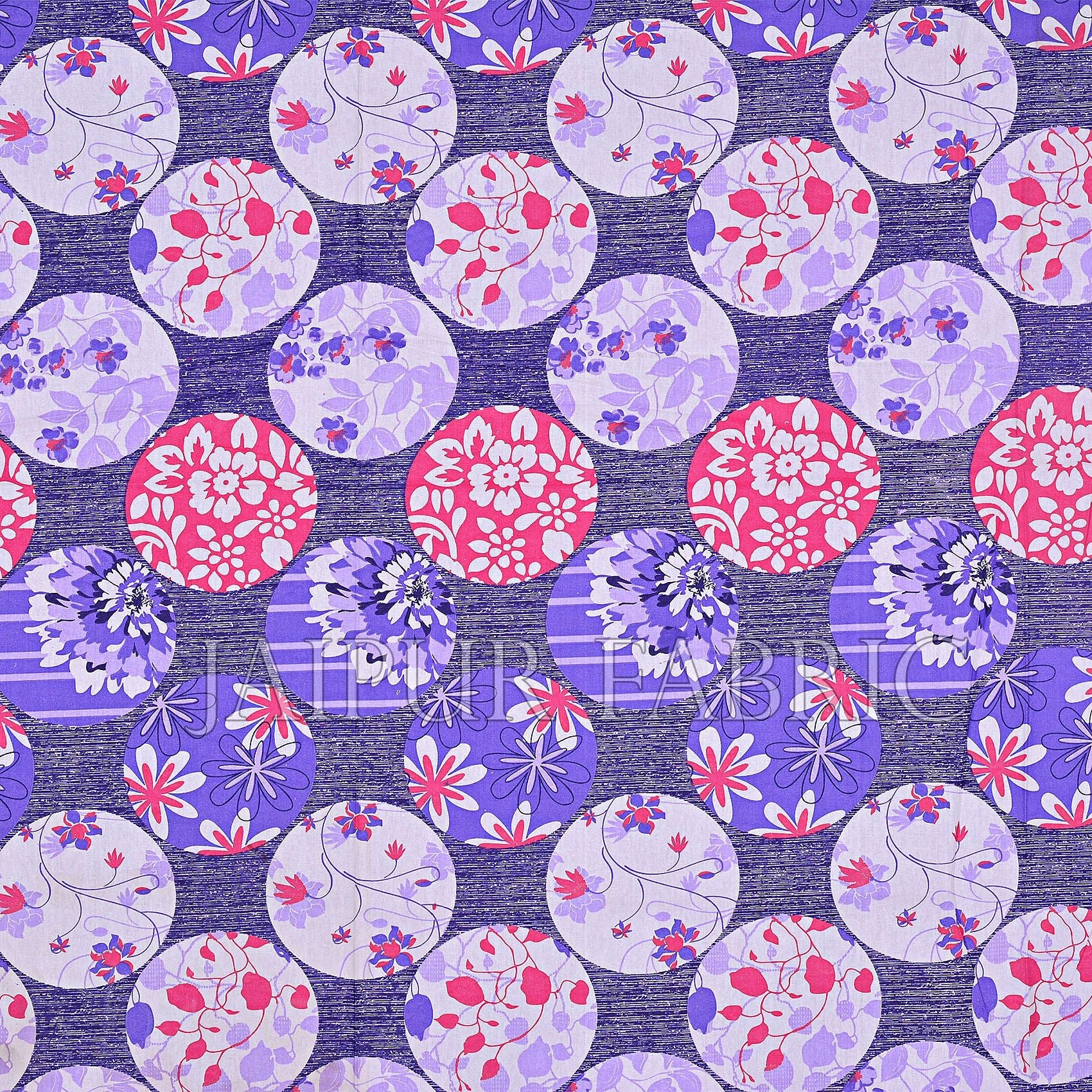 JaipurFabric® Purple Base Circle Polka Dot Pattern Cotton Double Bed Sheet - view 2