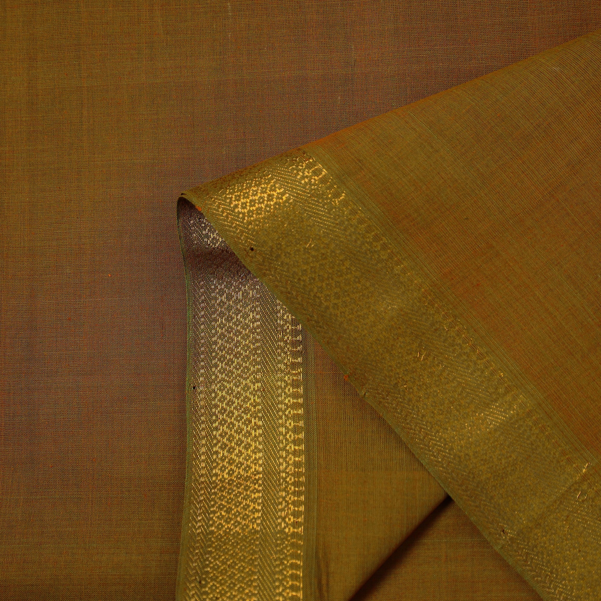 SOUTH KARGHA Brown - Mangalagiri Handloom Cotton Nizam Zari Border Fabric 39 - view 4