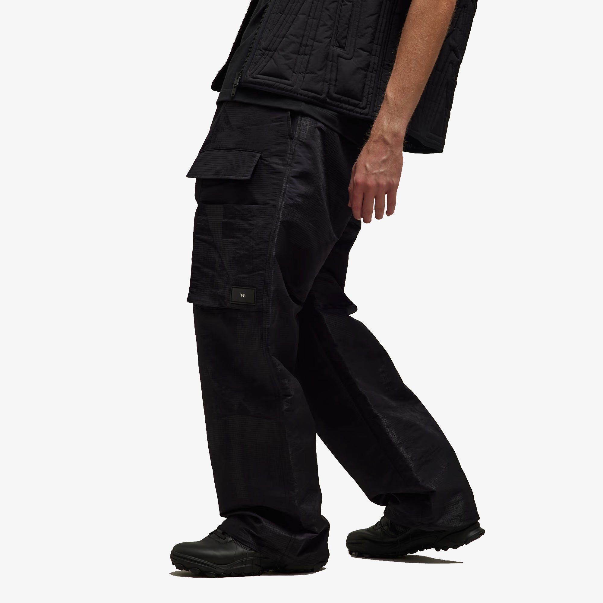 Y-3 | Lined Jacquard Ripstop Pants { Black