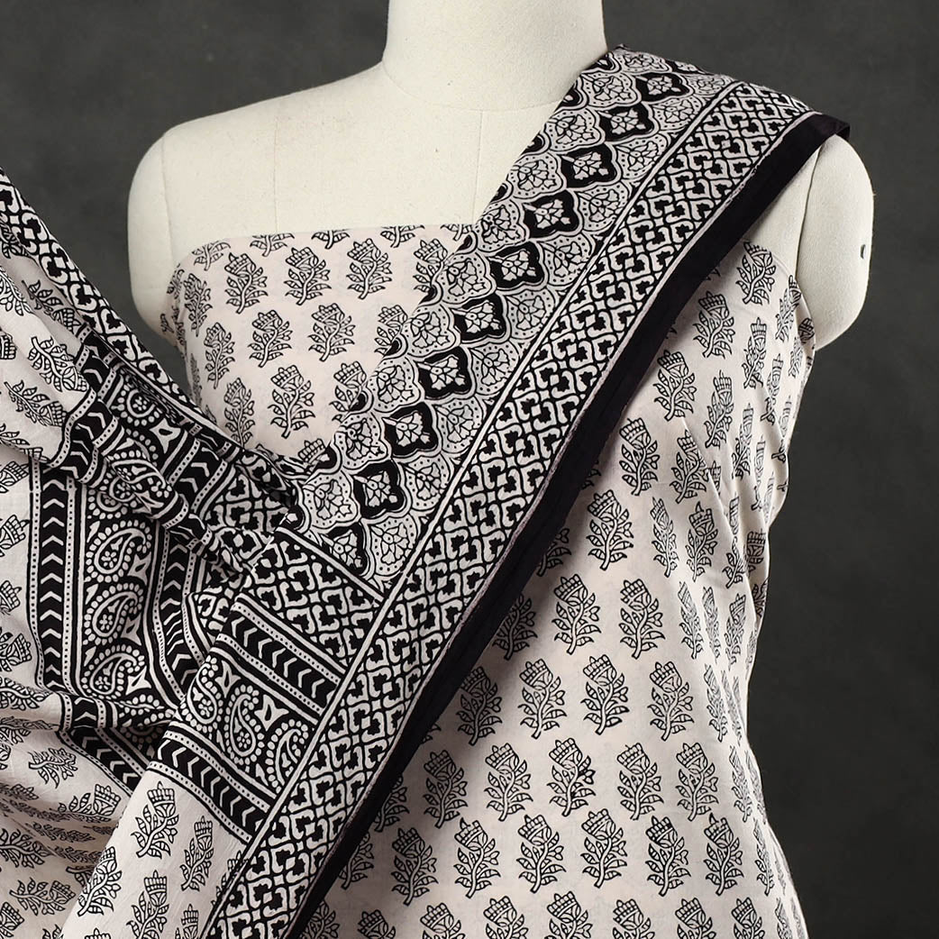 BAGH PRINTS BY UMAR FARUK KHATRI Beige - 3pc Cotton Bagh Print Suit Material Set 36 - view 3