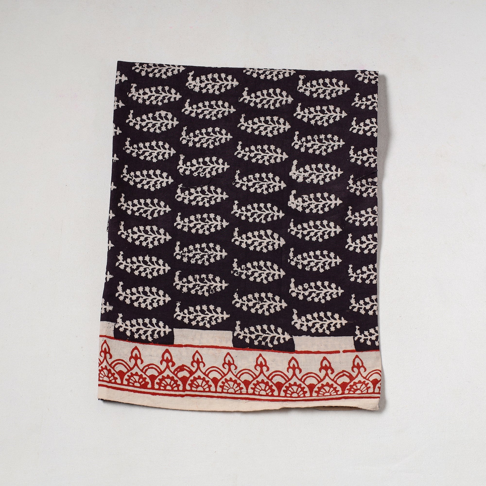 BAGH PRINTS BY UMAR FARUK KHATRI Black - Bagh Block Printed Cotton Precut Fabric (0.7 Meter) 47