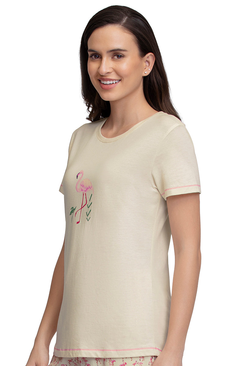 Amante Scoop Neck Sleep Tee - Whitesmoke - view 3