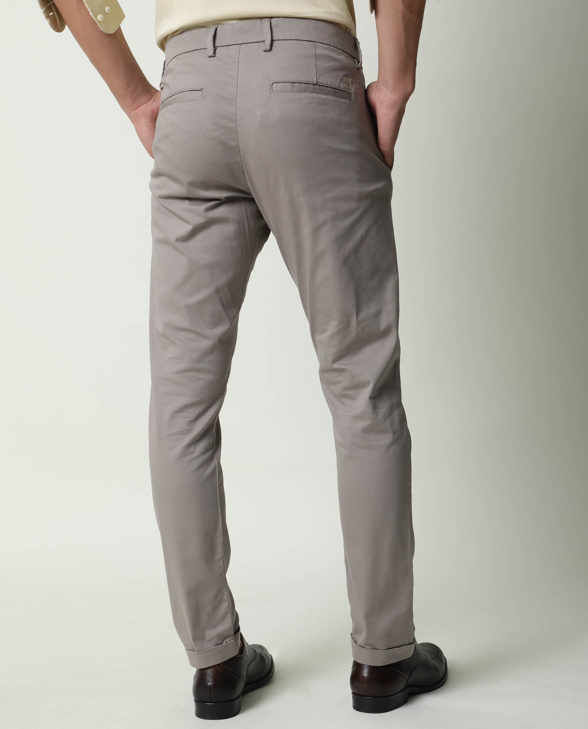 Rare Rabbit Aps Primary Grey Trouser Cotton Elastane Fabric Slim Fit Button & Zip Closure - view 3