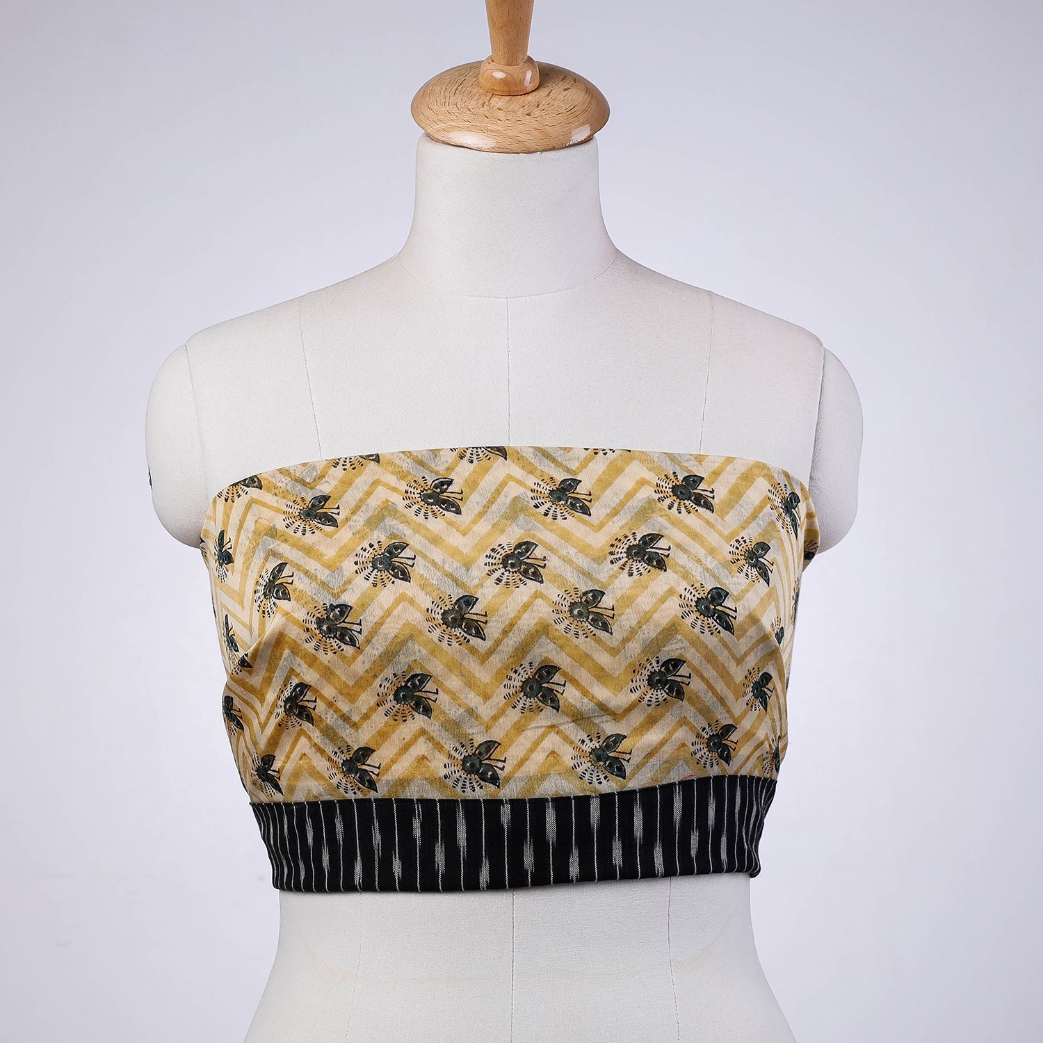 NOORI BAZAR Beige - Rangoli Pipad Chanderi Silk Blouse Piece with Ikat Border