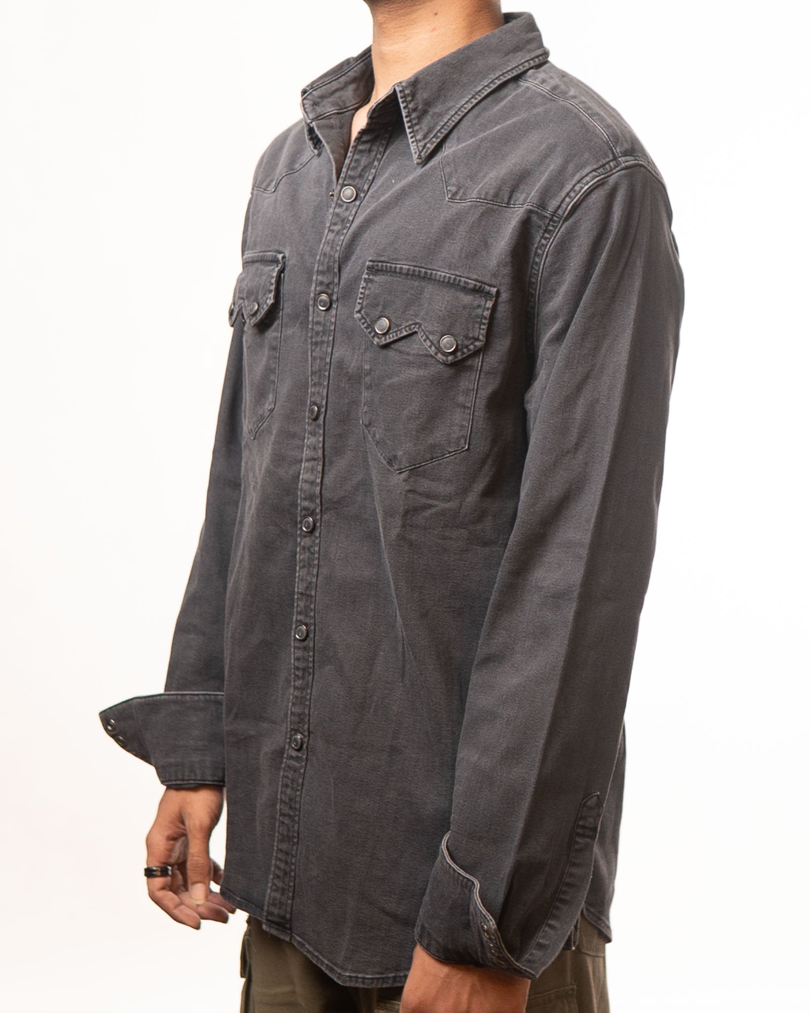 Levis Washed Black Slim Fit Denim Shirt - view 2