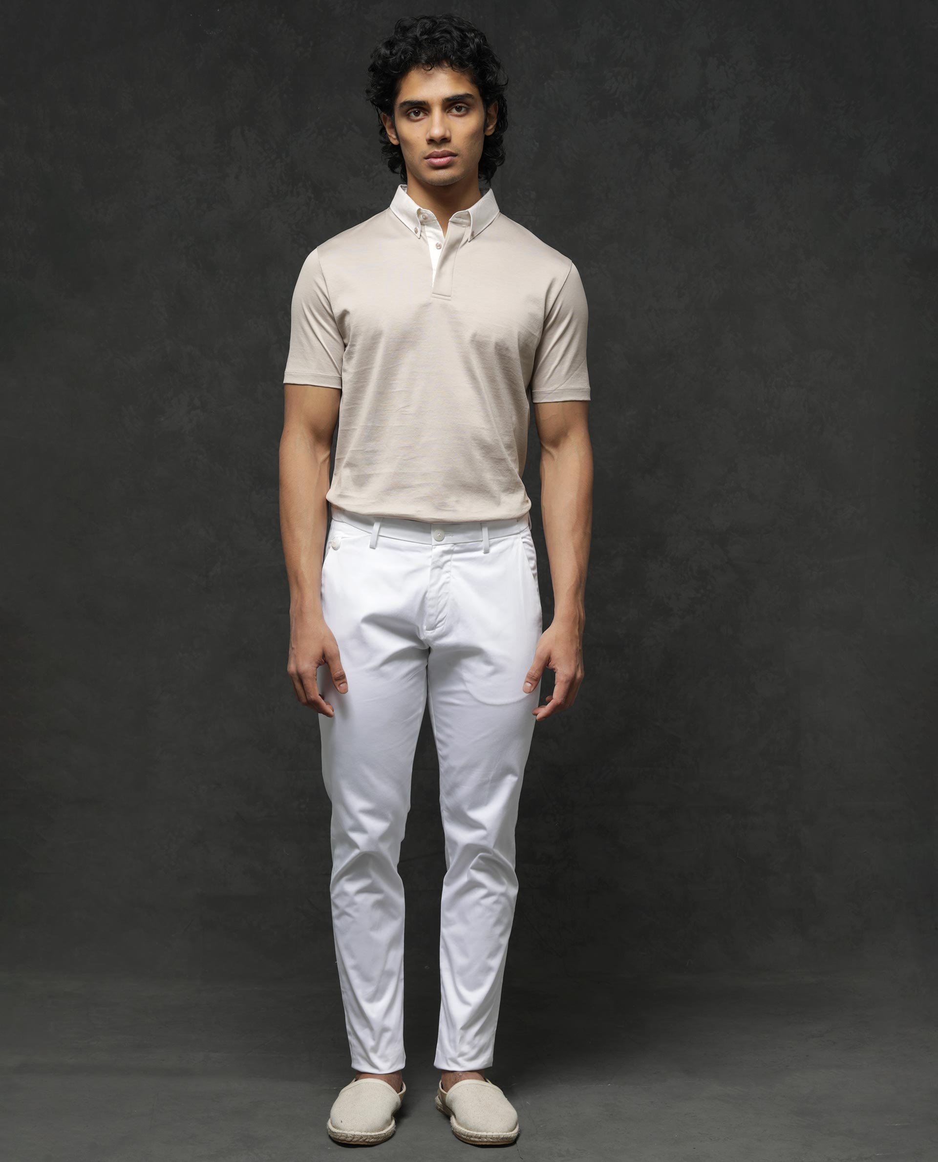 Rare Rabbit Men's Clarance Beige Half Sleeves Solid Polo T-Shirt - view 2