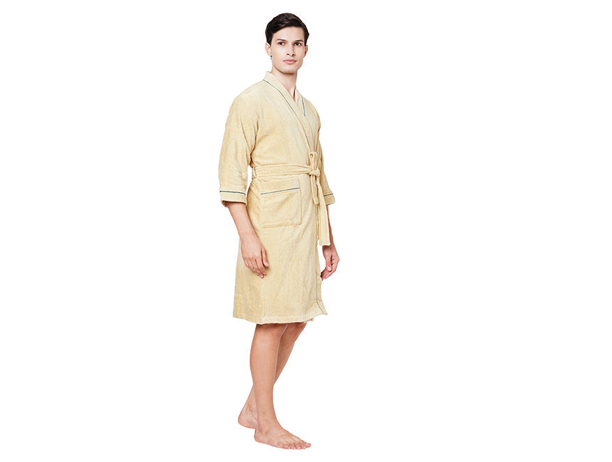 Spaces India Dark Green/Teal-Dark Blue 1 Piece 100% Cotton Bath Robe - Exotica By Spaces-1054801 - view 3