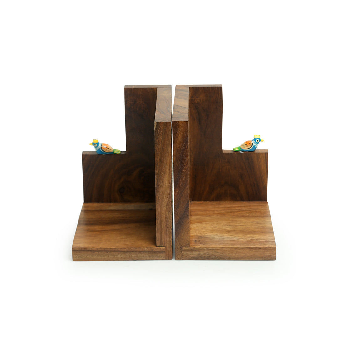 EXCLUSIVELANE 'Peacock Pair' Hand Carved Sheesham Wood Bookend - view 4