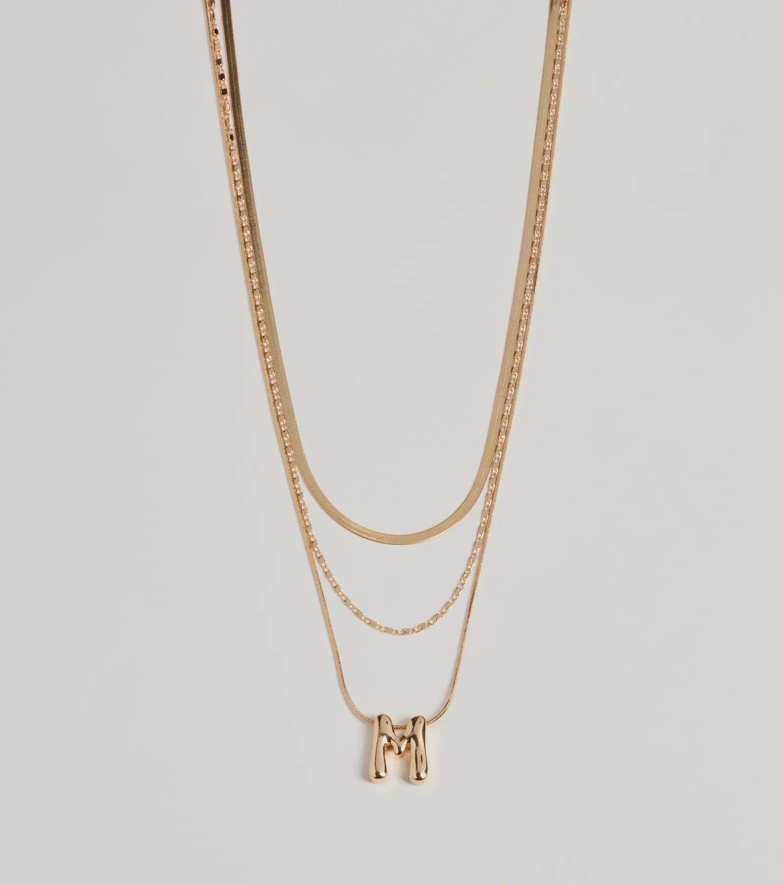 Windsor M Initial Layered Bubble Necklace – GOLD