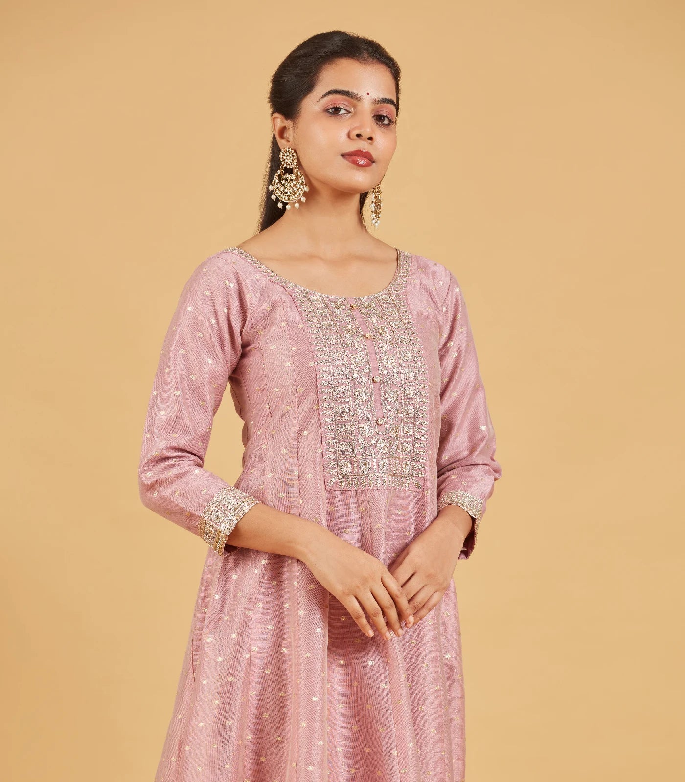 RmKV Dusty Pink Anarkali Set With Matching Dupatta - view 2
