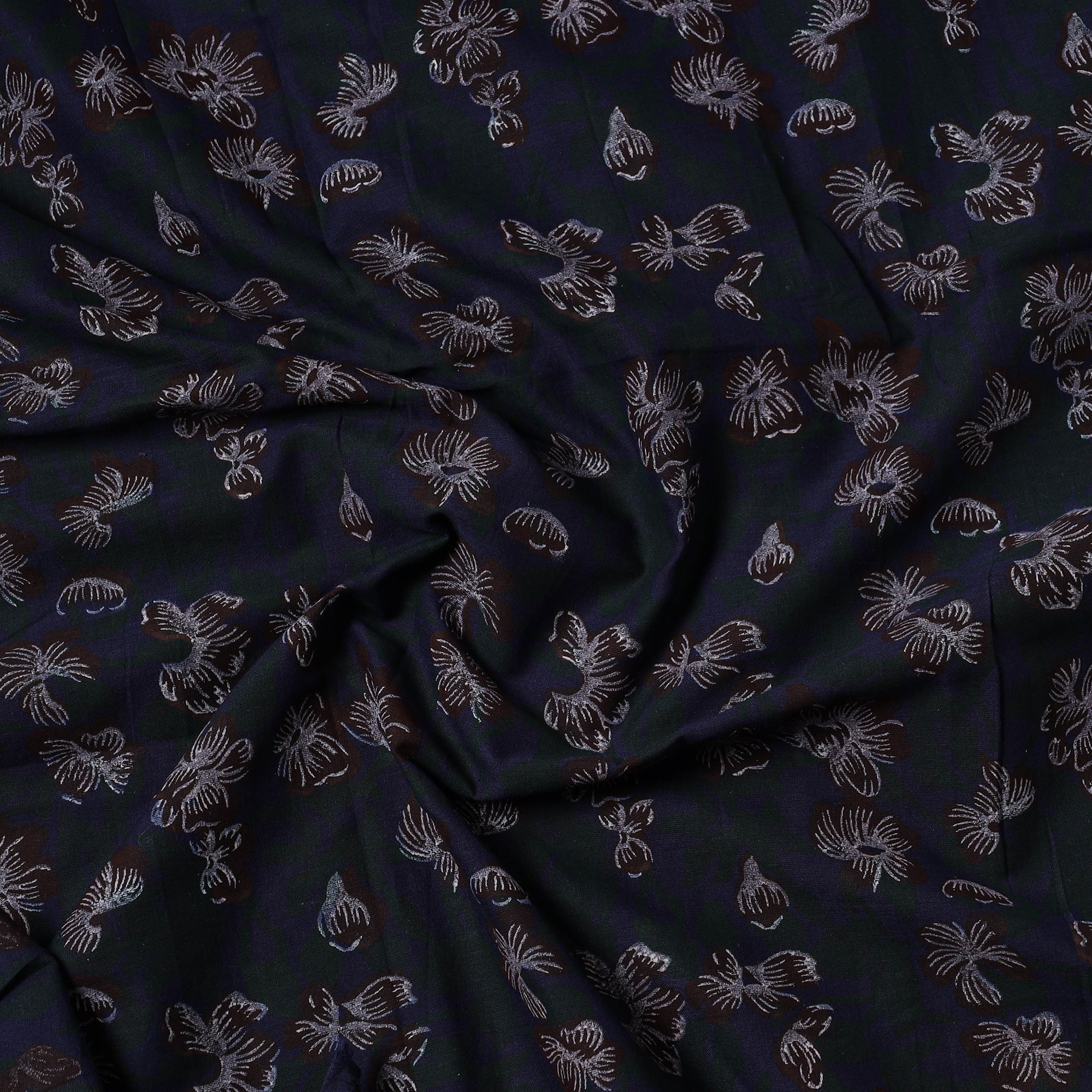 ARTISAN HAND BLOCK PRINTS Black - Sanganeri Block Printed Cotton Precut Fabric (1.65 meter) 58 - view 2