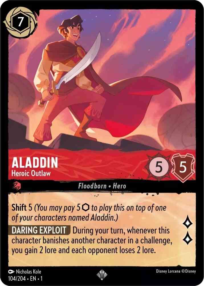204 the first – Lorcana Aladdin - Heroic Outlaw - 104/204 [The First Chapter] [Non-Foil]