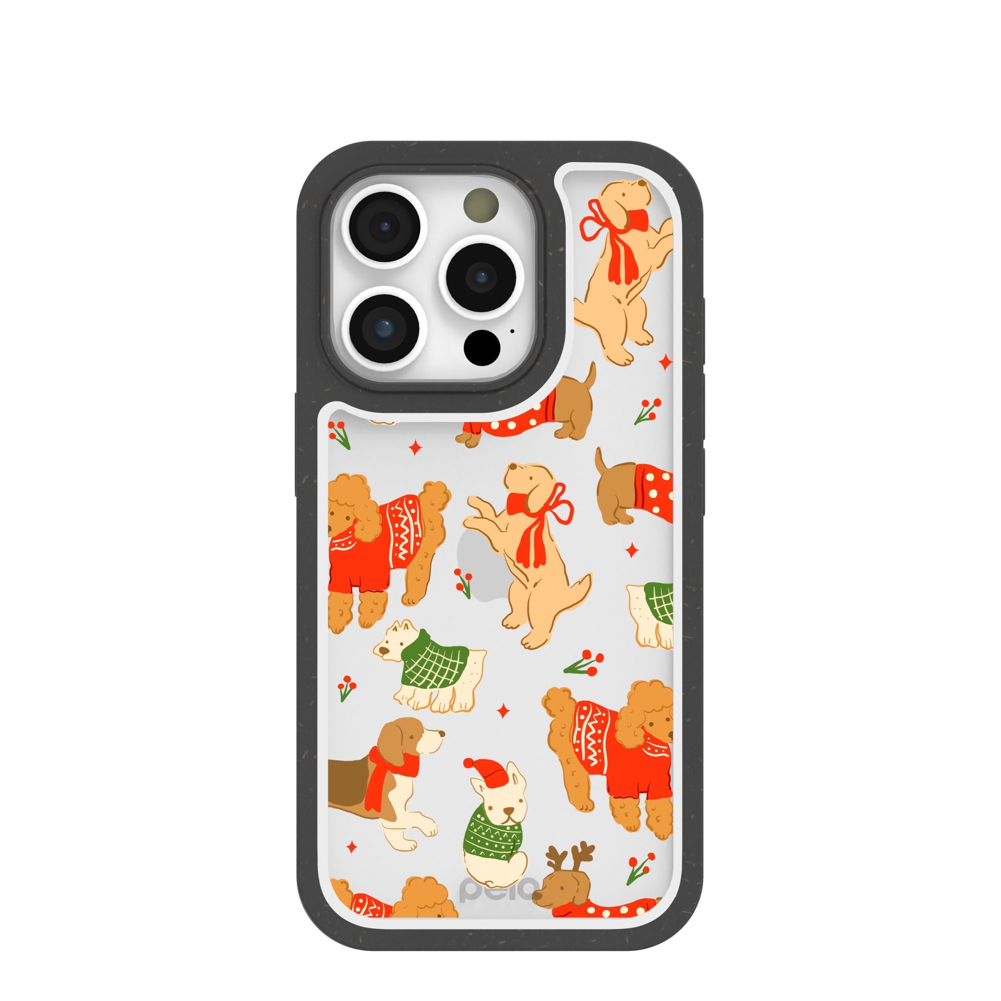 BlackTree Clear Jolly Doggos iPhone 16 Pro Case With Black Ridge