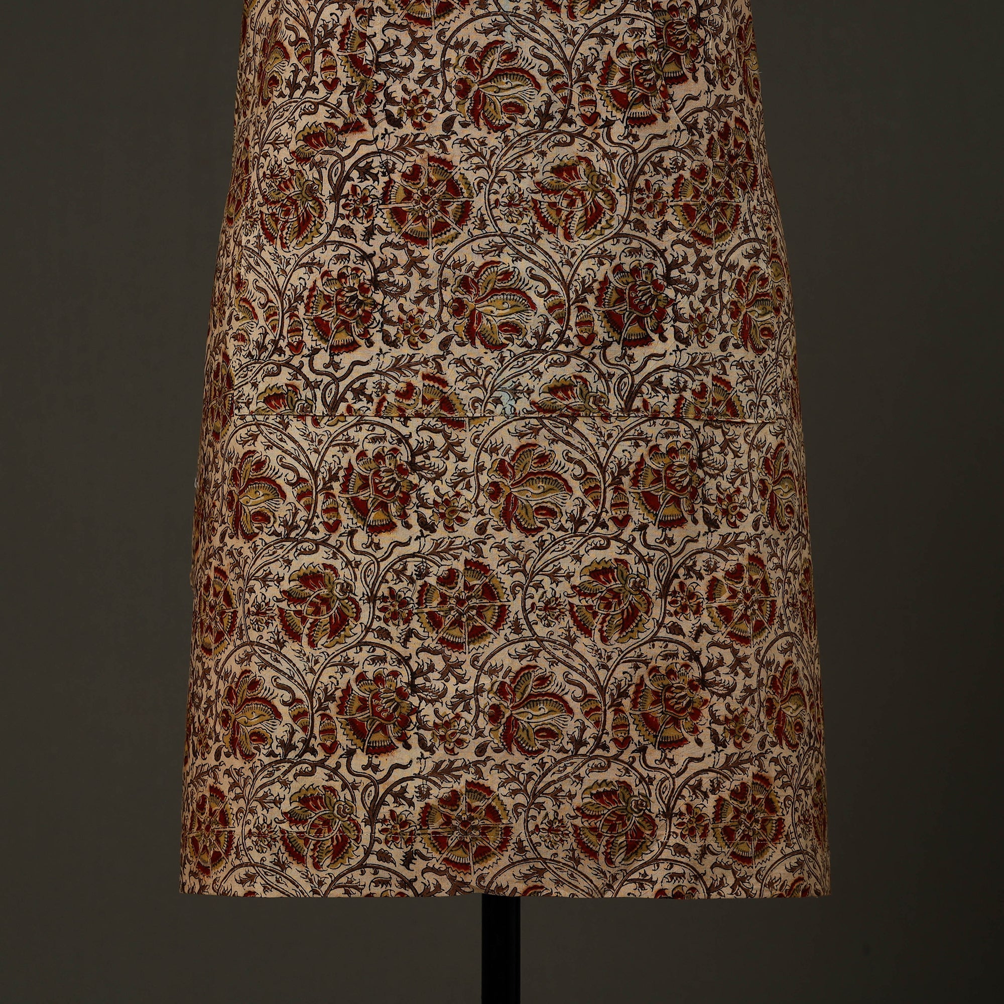 JALPARI Beige - Kalamkari Block Print Cotton Apron with Pocket 55 - view 2