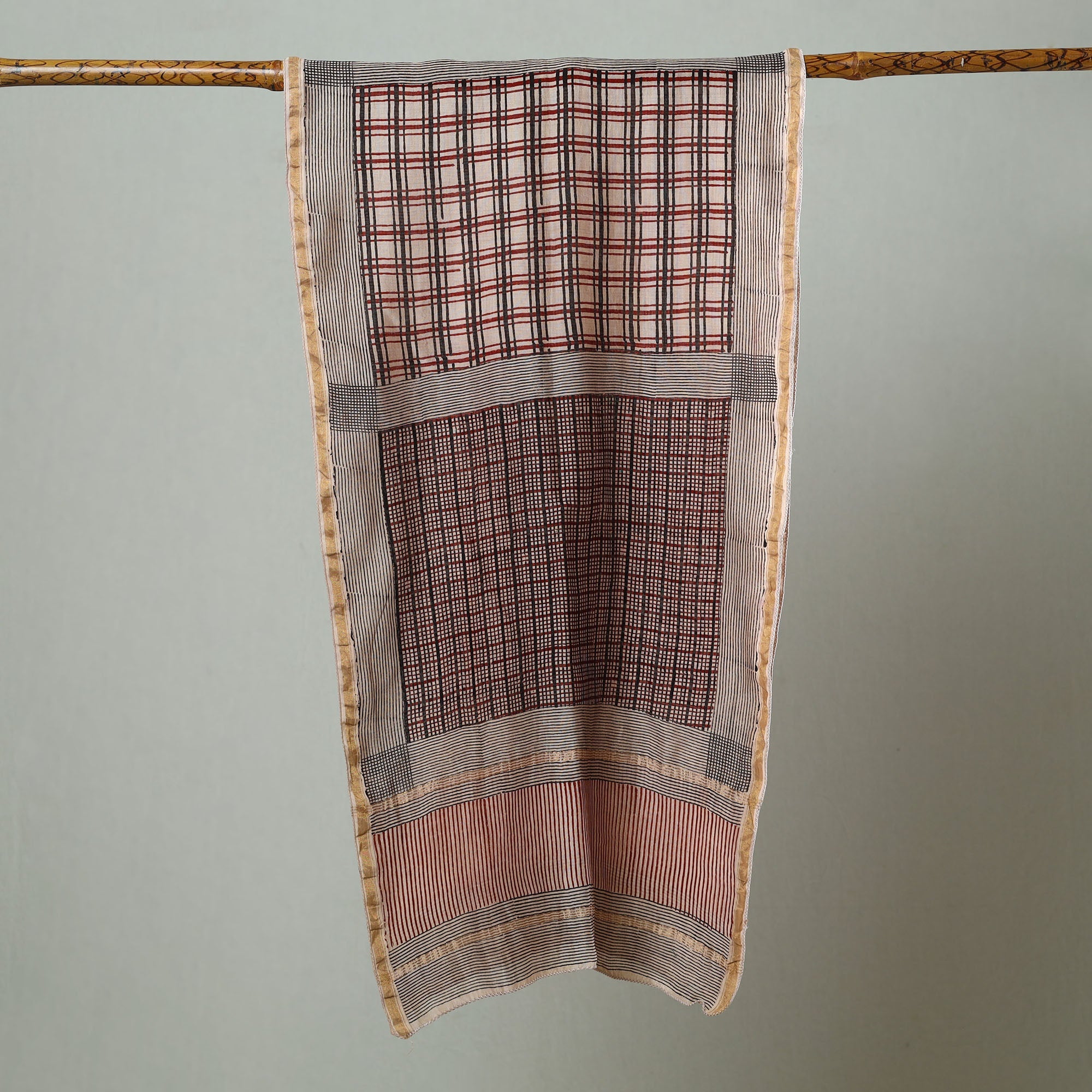 BAGH PRINTS BY MOHAMMED BILAL KHATRI Black - Bagh Hand Block Printed Chanderi Silk Stole 08 - view 2