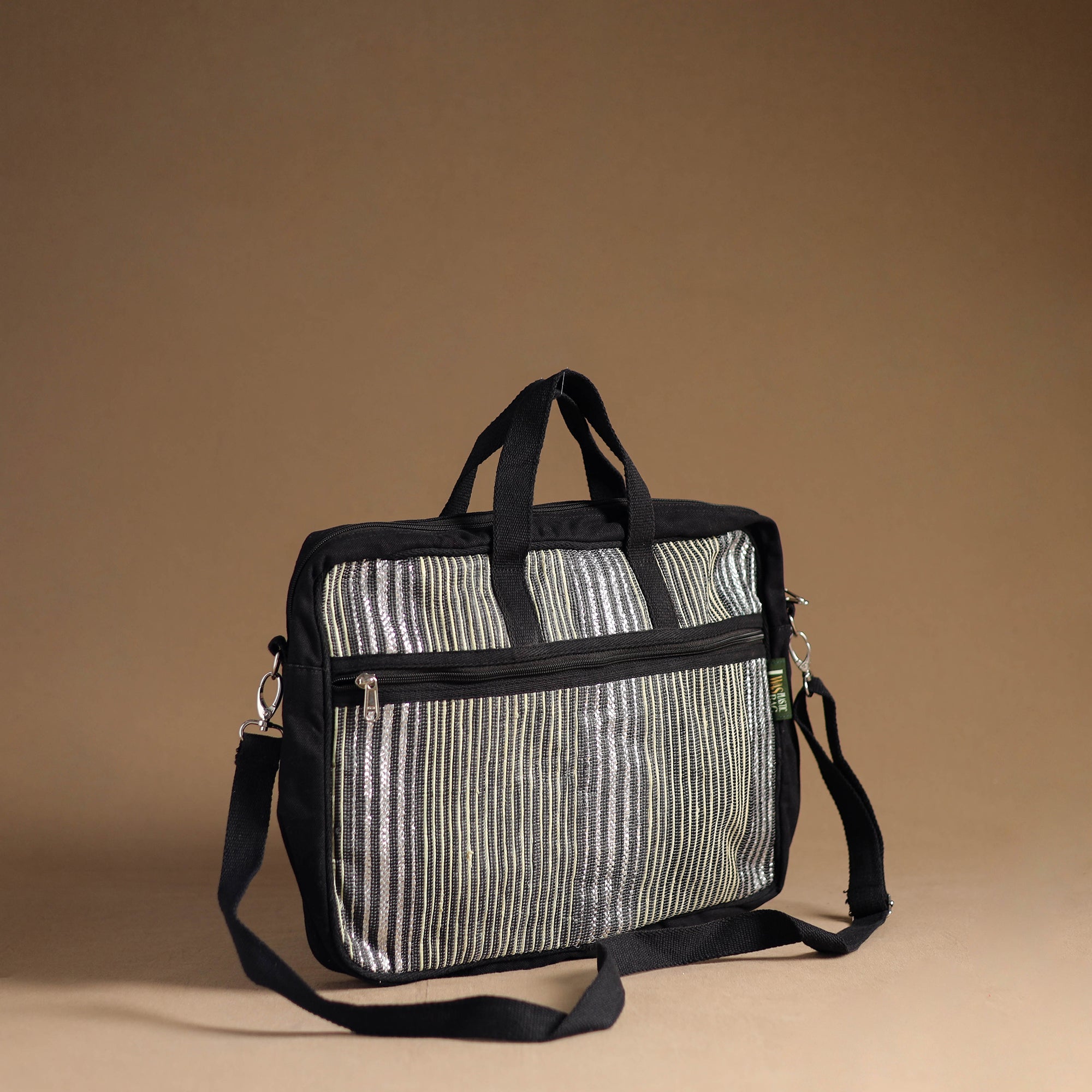 ECOKAARI Black - Handcrafted Upcycled Woven Laptop Bag 07 - view 2