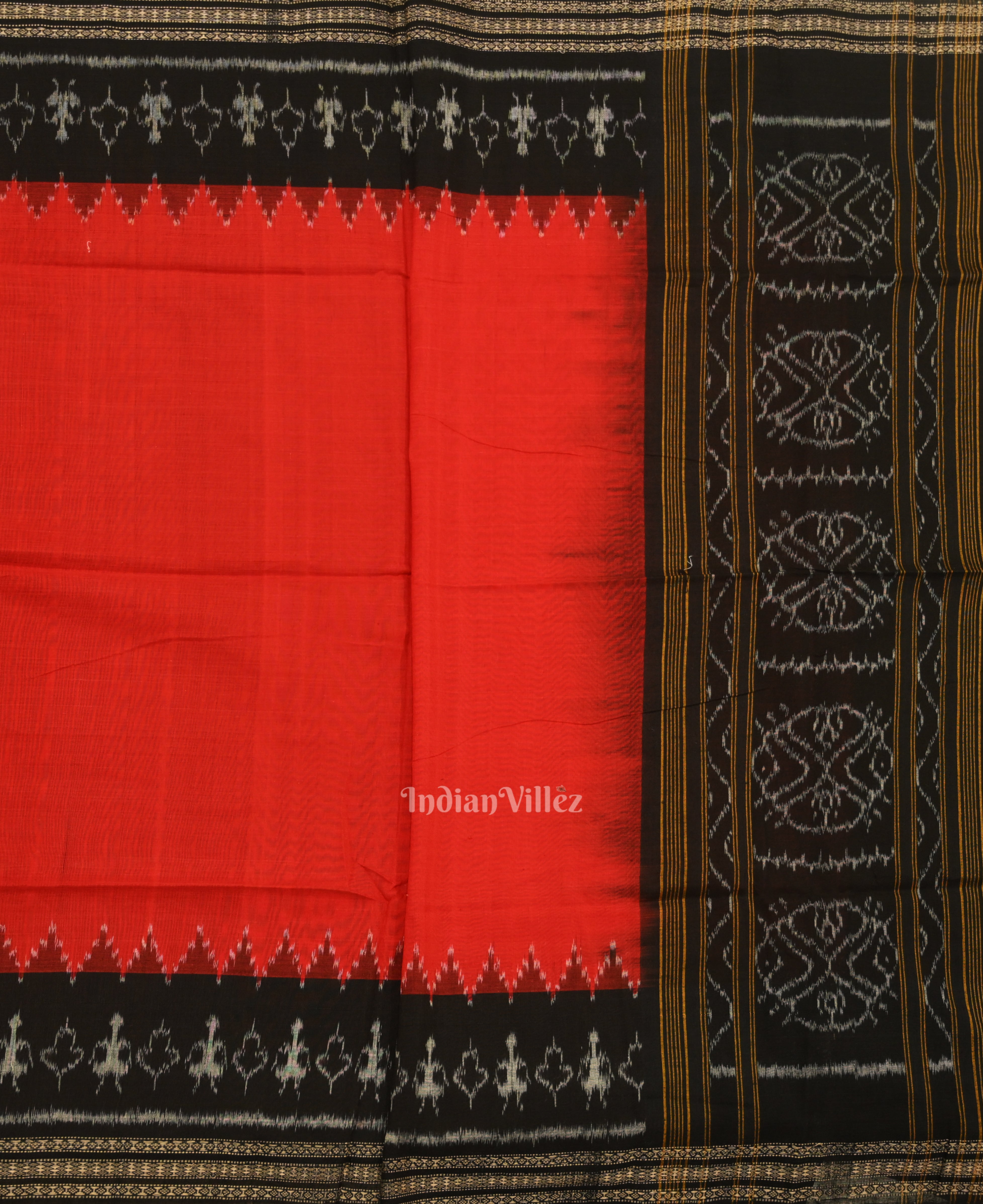 IndianVillèz Black Red Jhoti Theme Odisha Ikat Sambalpuri Dress Set & Dupatta - view 5