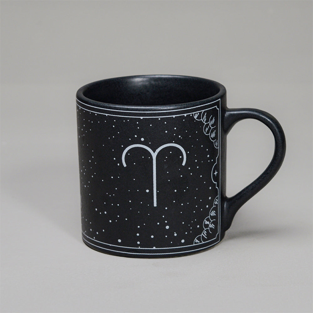ALMIRO TREE Black - Ceramic Sunsign Theme Coffee Mug Aries (350ml)