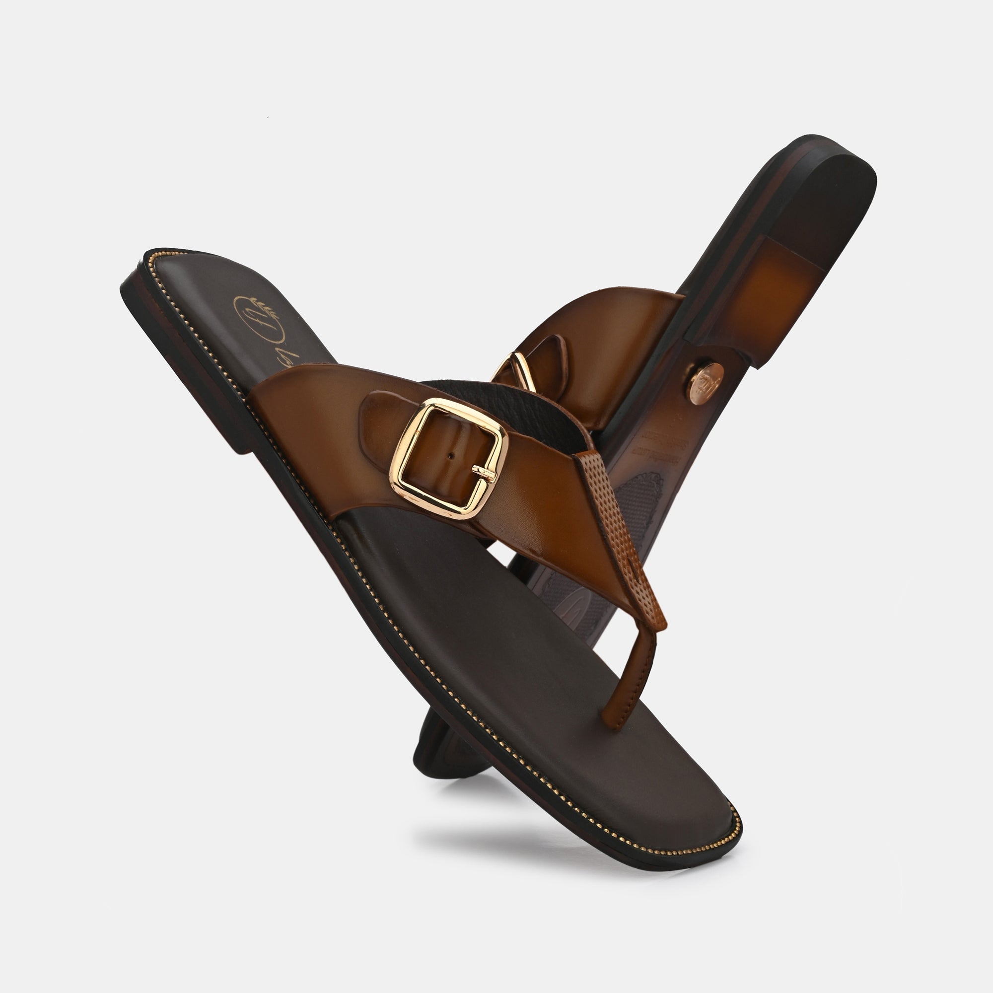 Tan Buckled Slippers by Lafattio - view 6