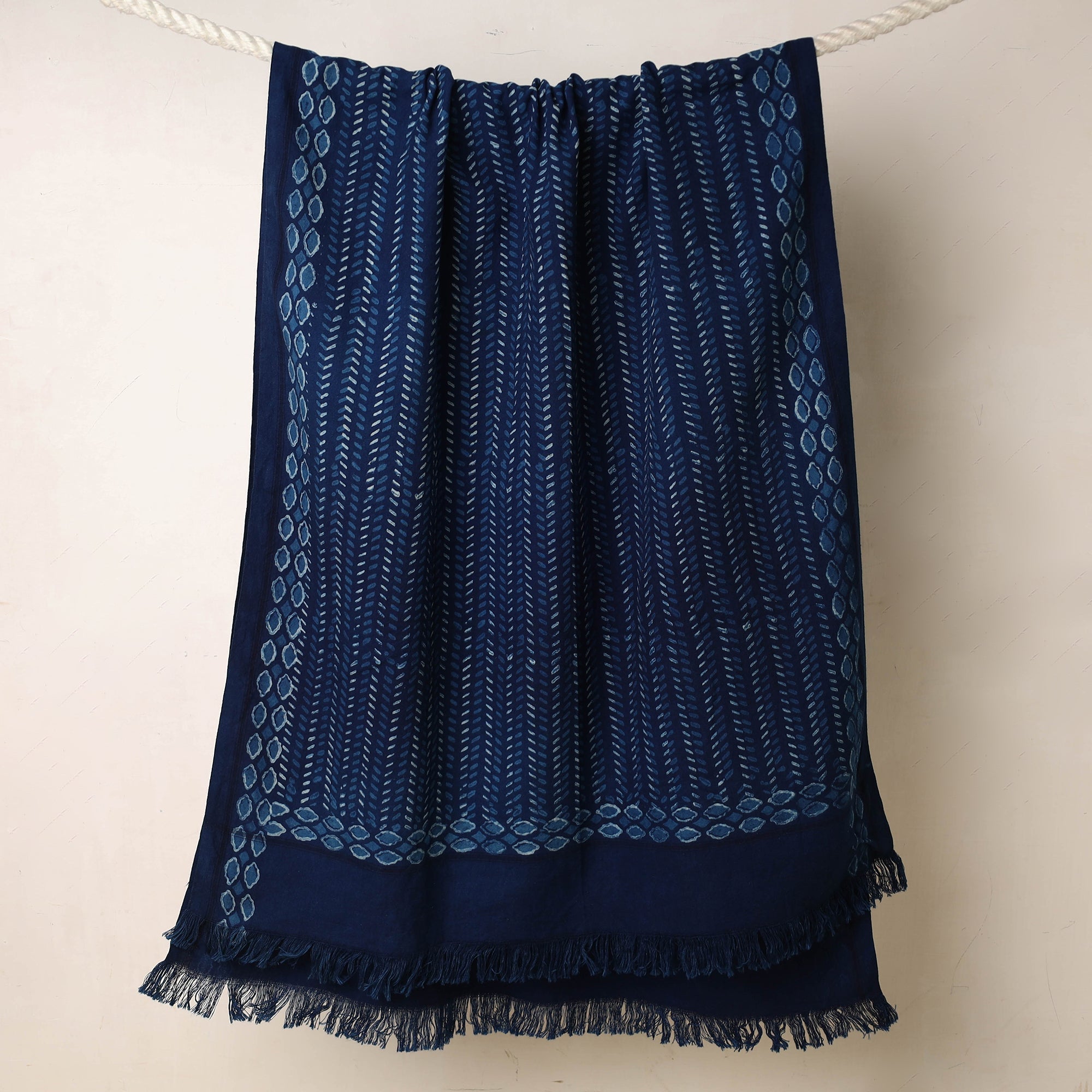 ITOKRI CRAFTS INITIATIVE Blue - Akola Block Printed Pure Handloom Cotton Towel - view 2