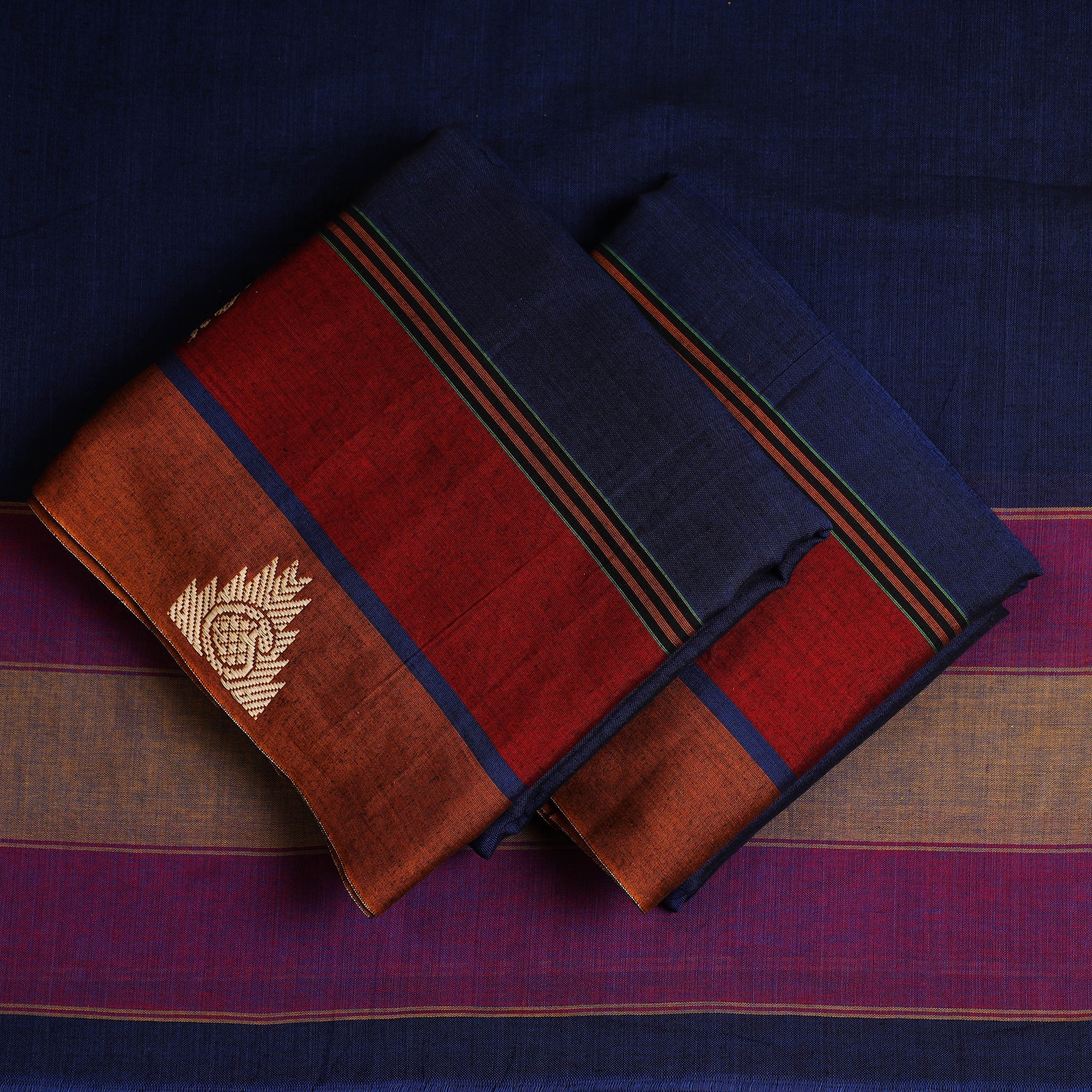 SOUTH KARGHA Blue - 3pc Mercerised Cotton Dharwad Dress Material 11 - view 2