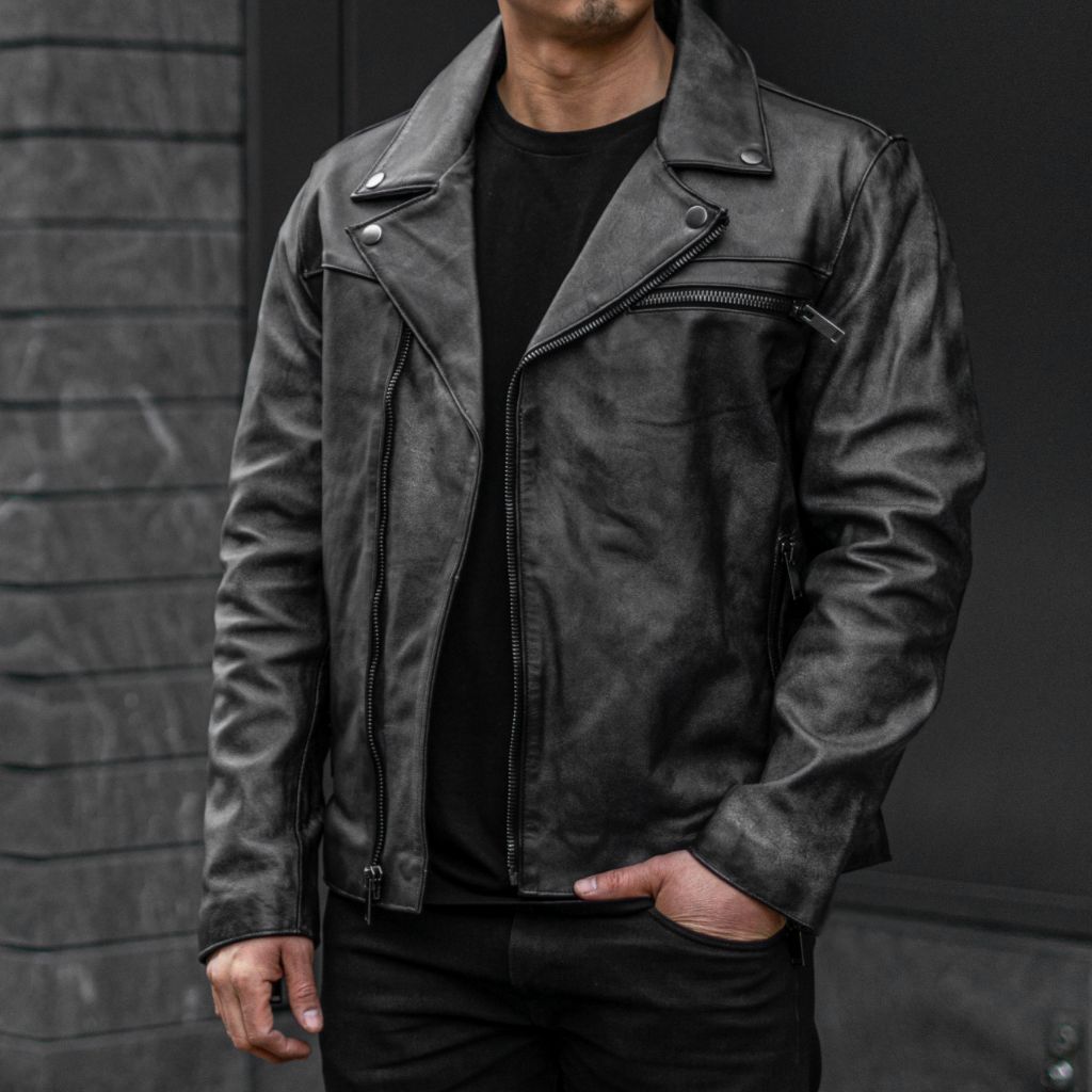 S motorcycle jacket – Thursday Boots - Seconds - Men's Jackets [S] Motorcycle Jacket | Distressed Black