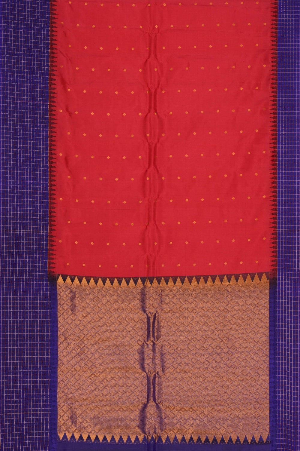 Kalanjali Gadwal Silk Red Saree – Women's - view 3