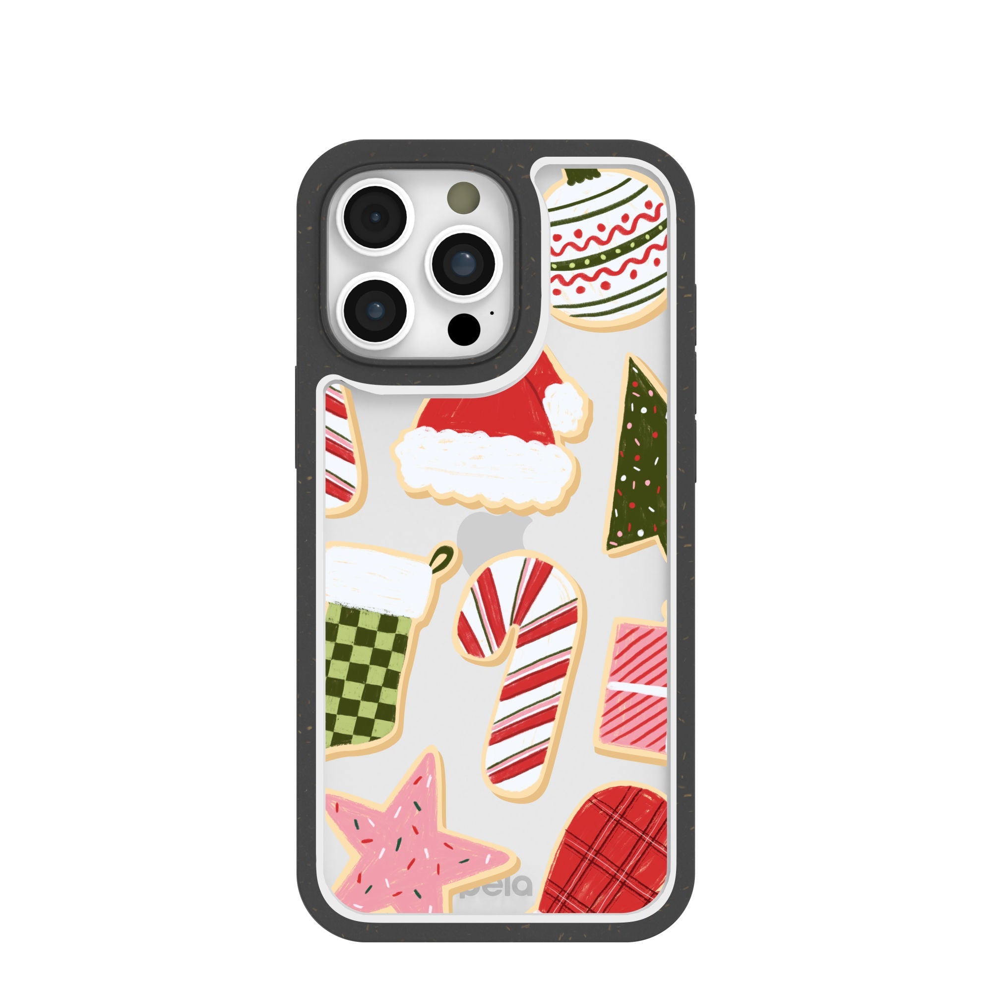 BlackTree Clear Festive Cookies iPhone 16 Pro Max Case With Black Ridge