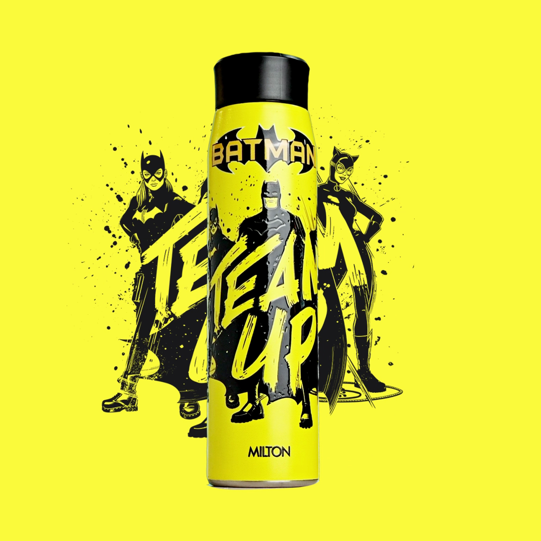 Batman 3D Yellow Design Handy Stainless Steel Bottle (Milton) - view 3
