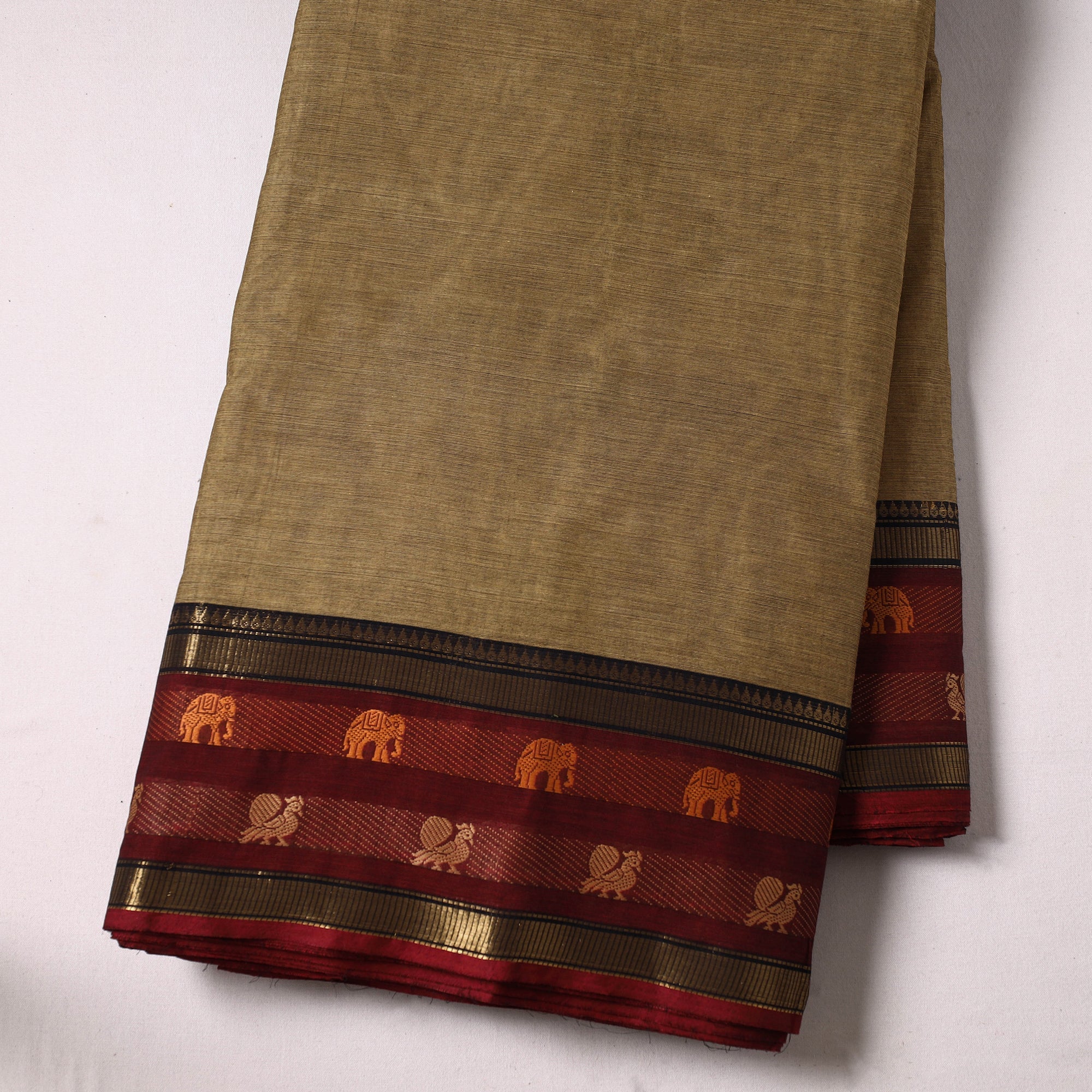 SOUTH KARGHA Brown - Kanchipuram Cotton Fabric with Thread Zari Border 35 - view 2