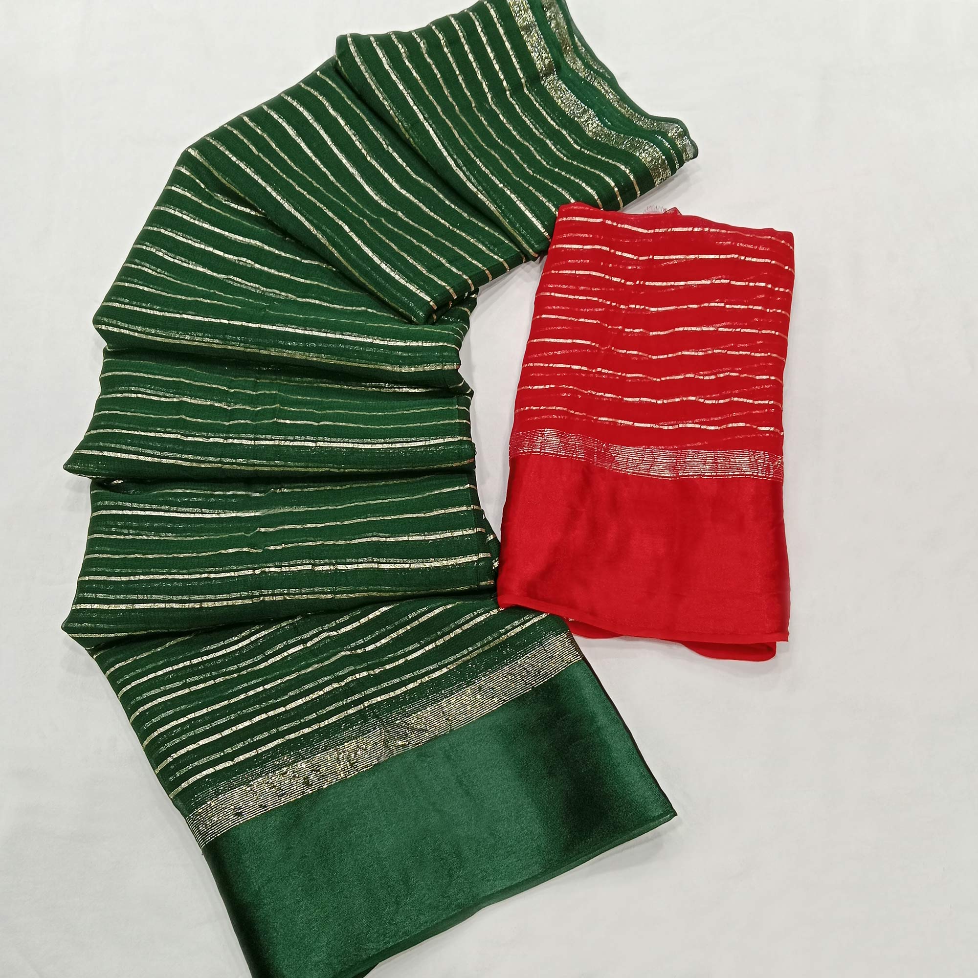 Peachmode Bottle Green Woven Viscose Saree – Women's