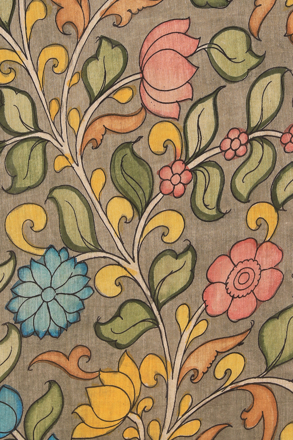 Kalanjali Kalamkari Hand-Painted Grey Saree – Women's - view 2