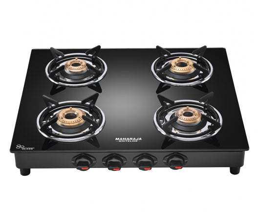 Maharaja Whiteline Belenus Neo 4 Burner Glass Top Gas Stove | Black - view 4