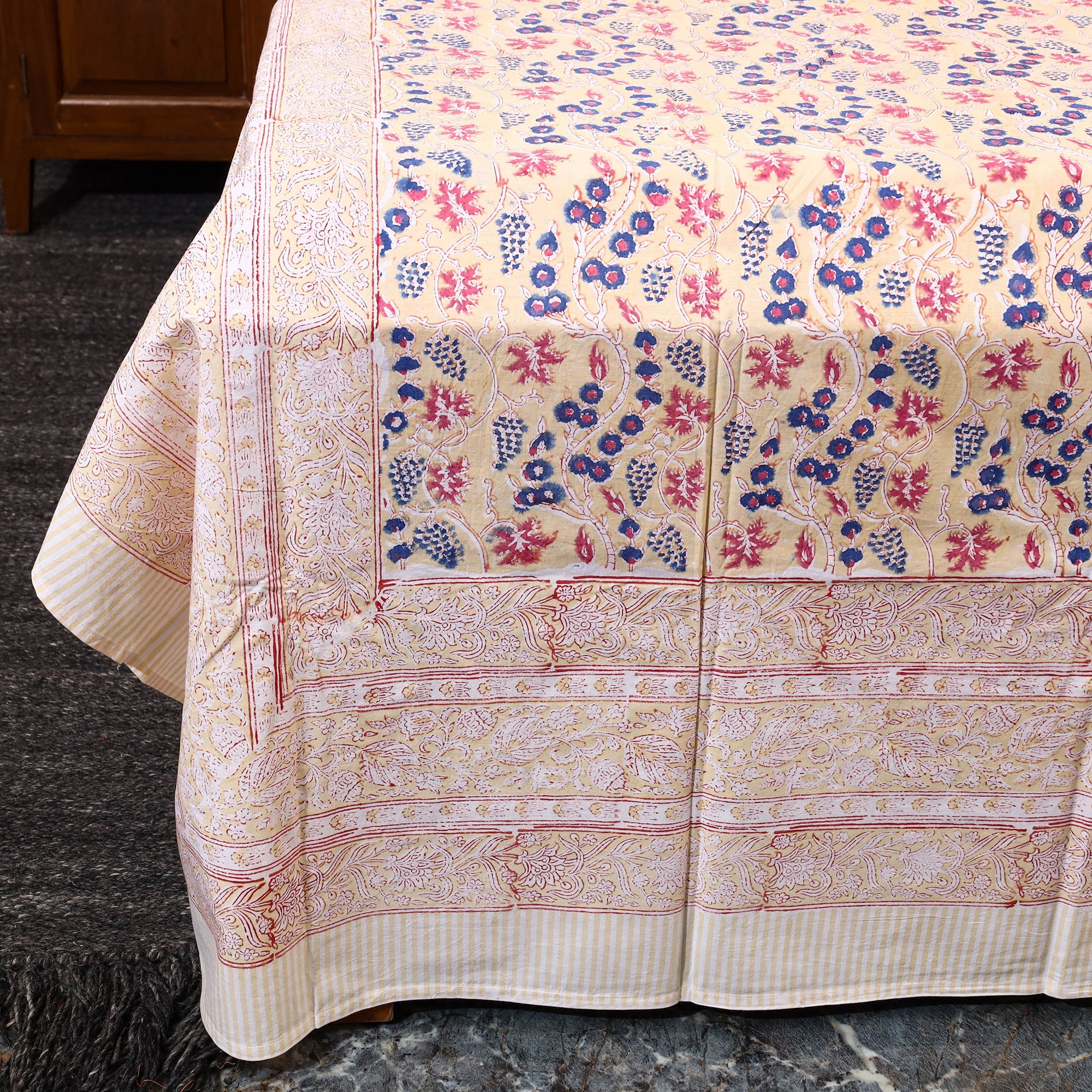 HAVELI CHRONICLES Beige - Block Print Cotton Double Sanganeri Bed Sheet 40 - view 4