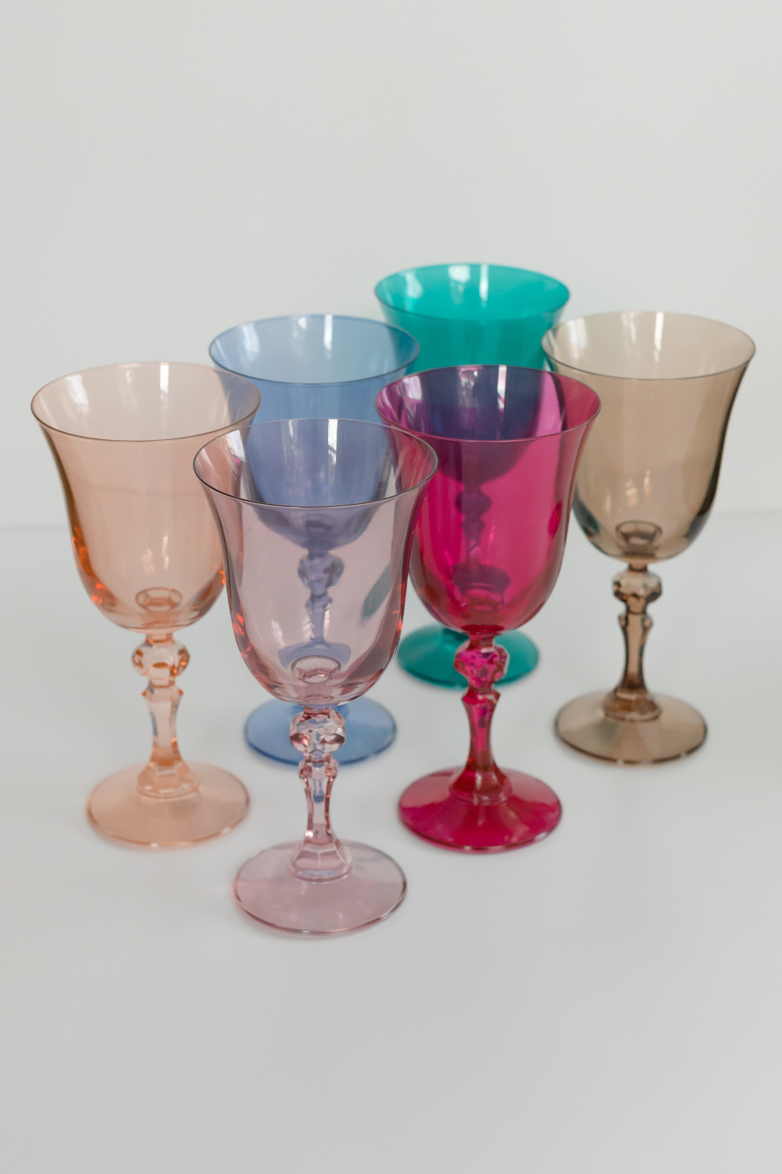 Estelle Colored Glass Estelle Colored Regal Goblet - Set of 6 {Pastel Mixed Set}