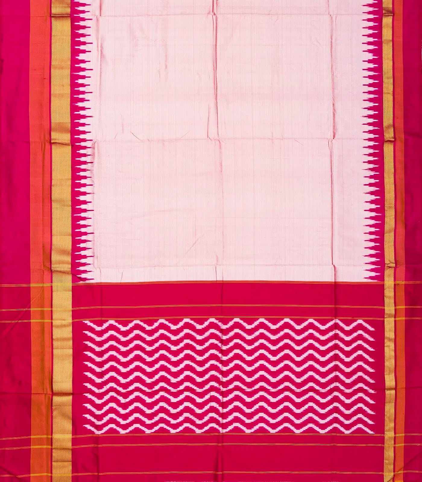 RmKV Dusty Pink Handloom Ikat Silk Saree With Contrast Pink Border - view 2
