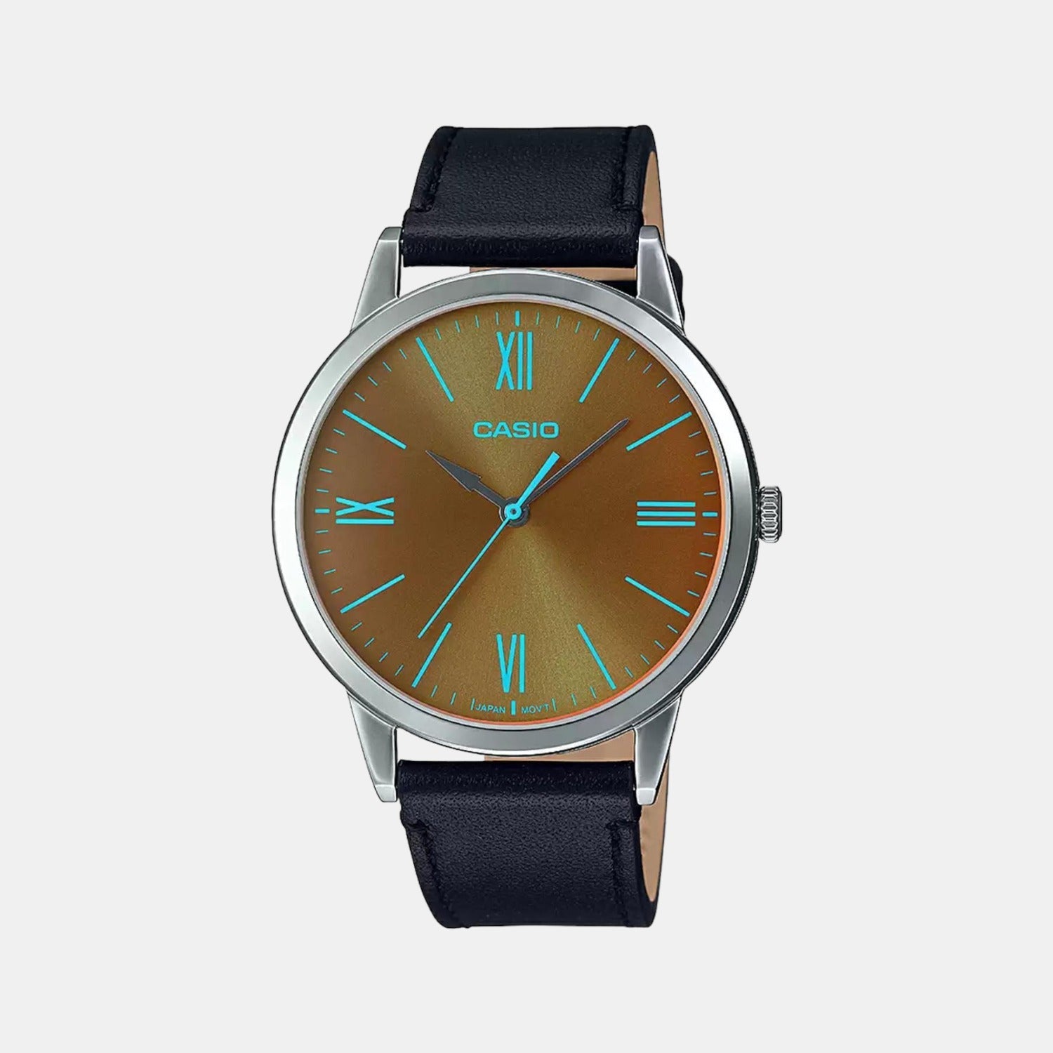Casio Enticer Men Quartz Brown Dial Analog Leather Watch A2011